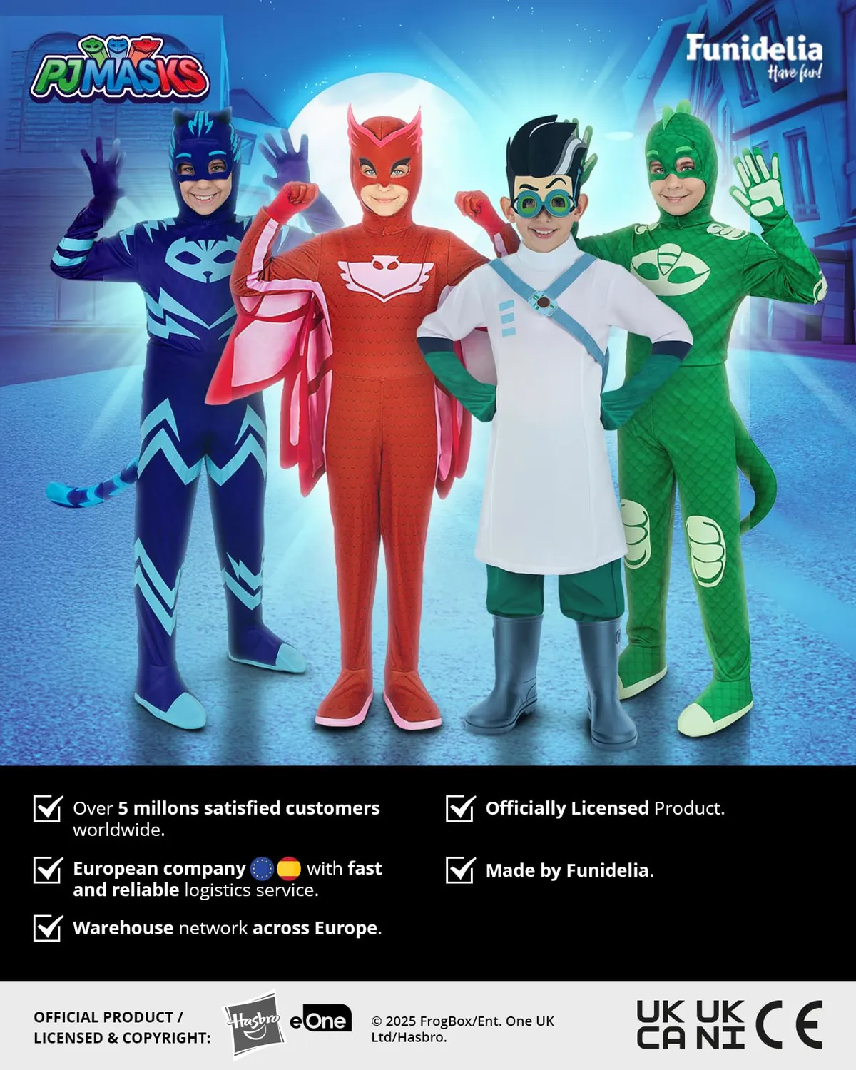 Funidelia PJ Masks Gufetta costume bambina 3-4 anni tuta
