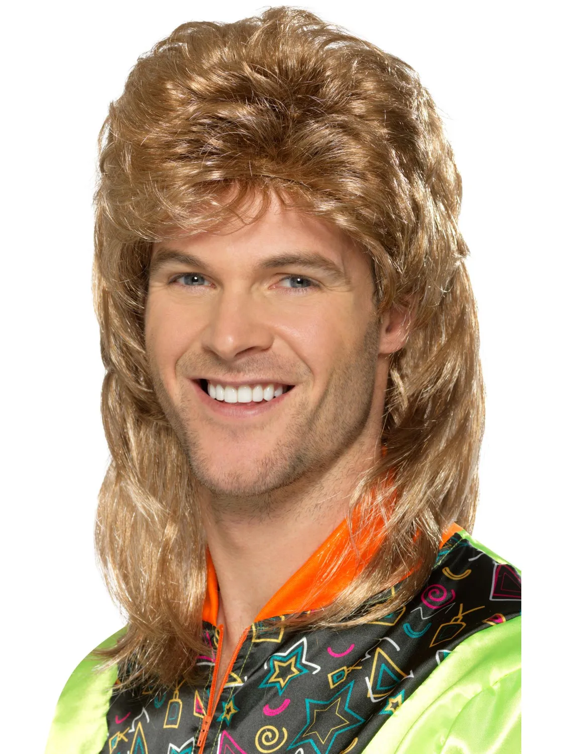 Smiffys Mullet Wig parrucca marrone anni 80