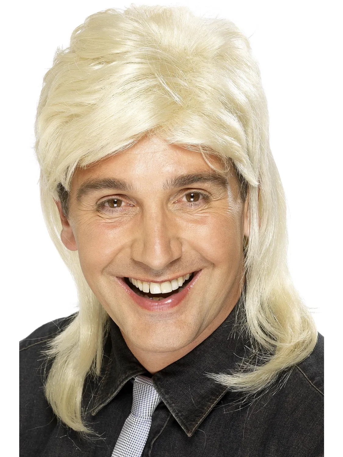 Smiffys Mullet Wig parrucca marrone anni 80