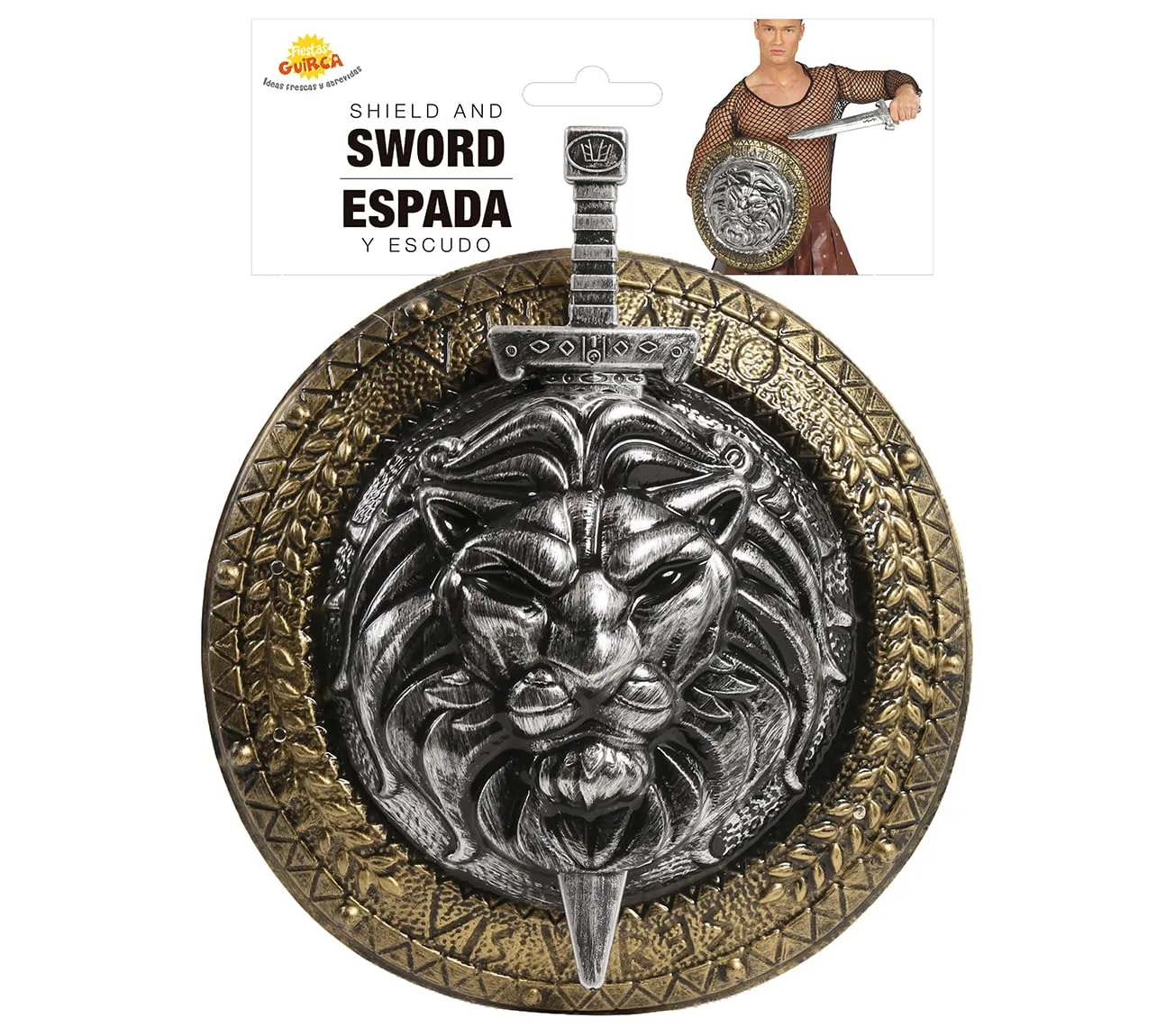 Fiestas Guirca 17289 set scudo leone e spada romana gladiatore