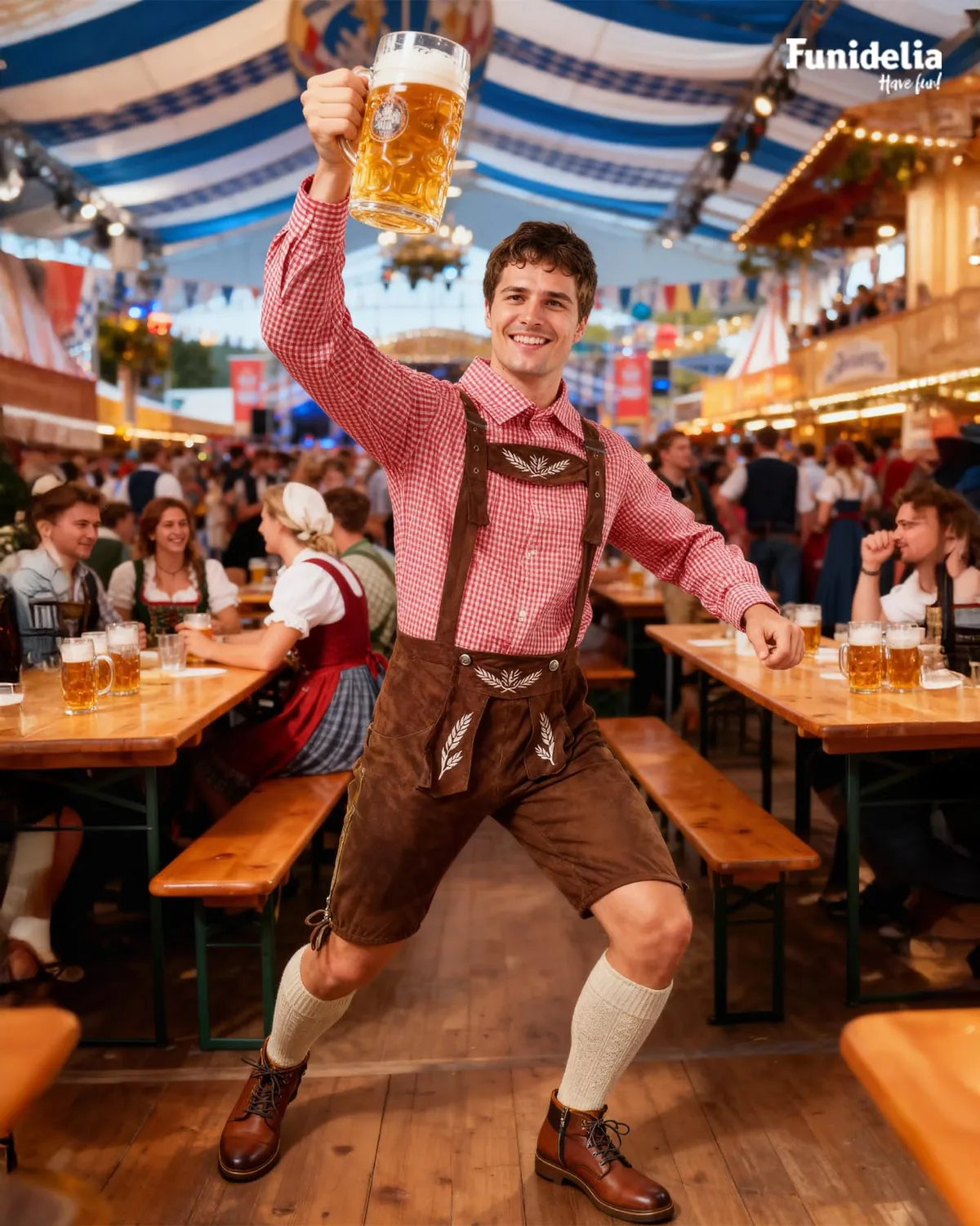 Funidelia Costume Oktoberfest deluxe uomo M marrone