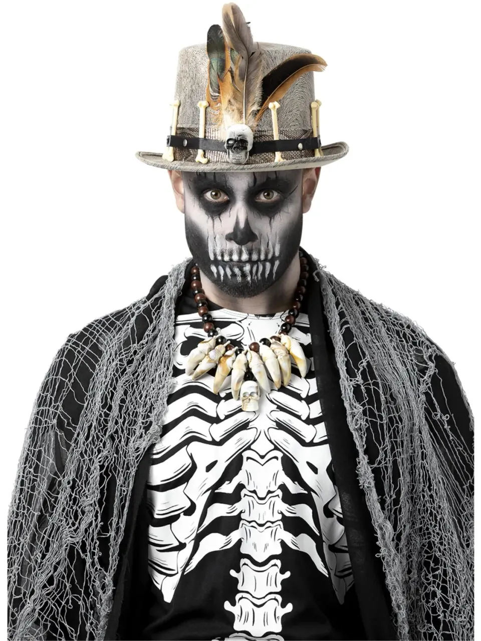 Smiffys Voodoo Distressed Grey cappello grigio con teschio