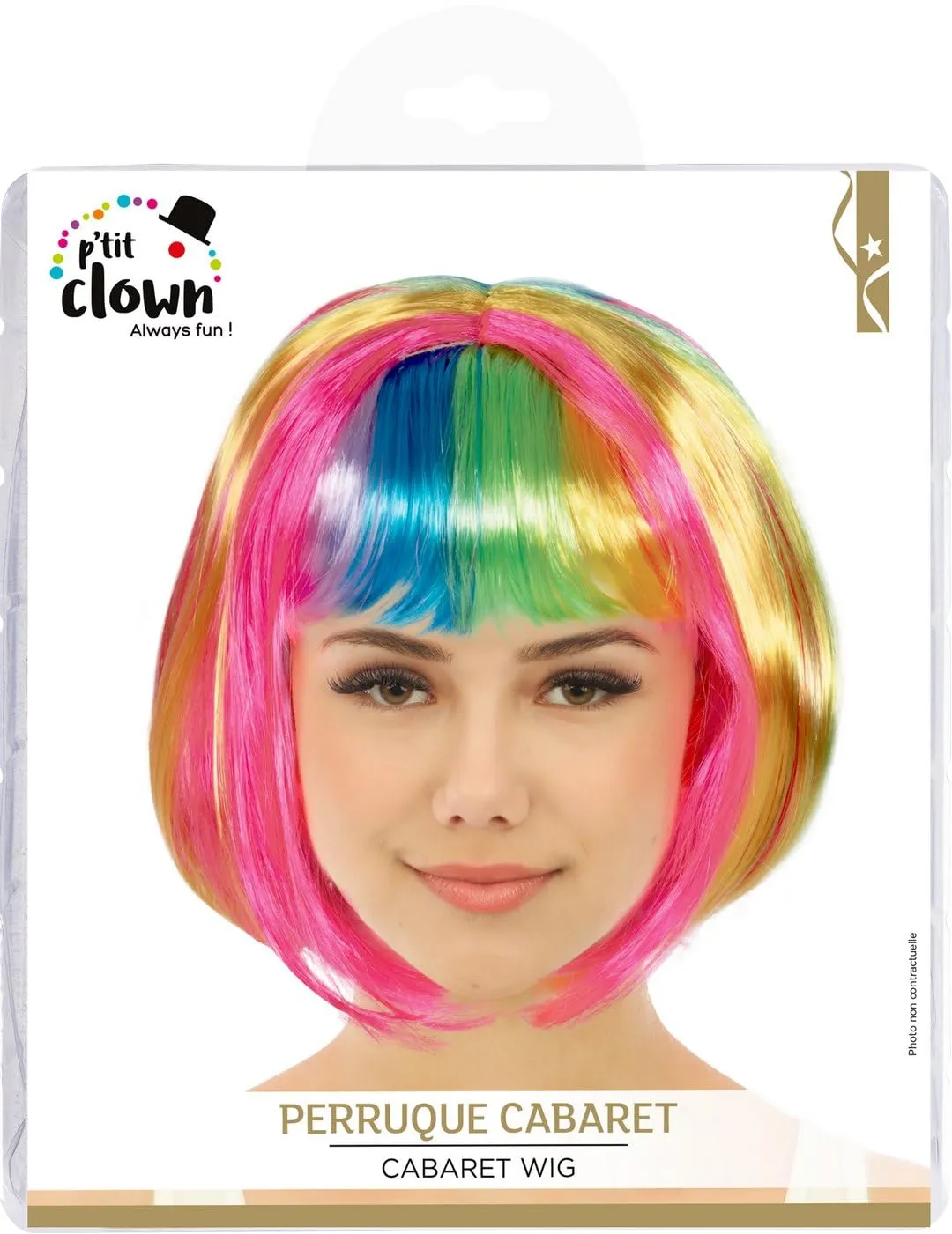 P'tit Clown Cabaret parrucca caschetto multicolore fluo