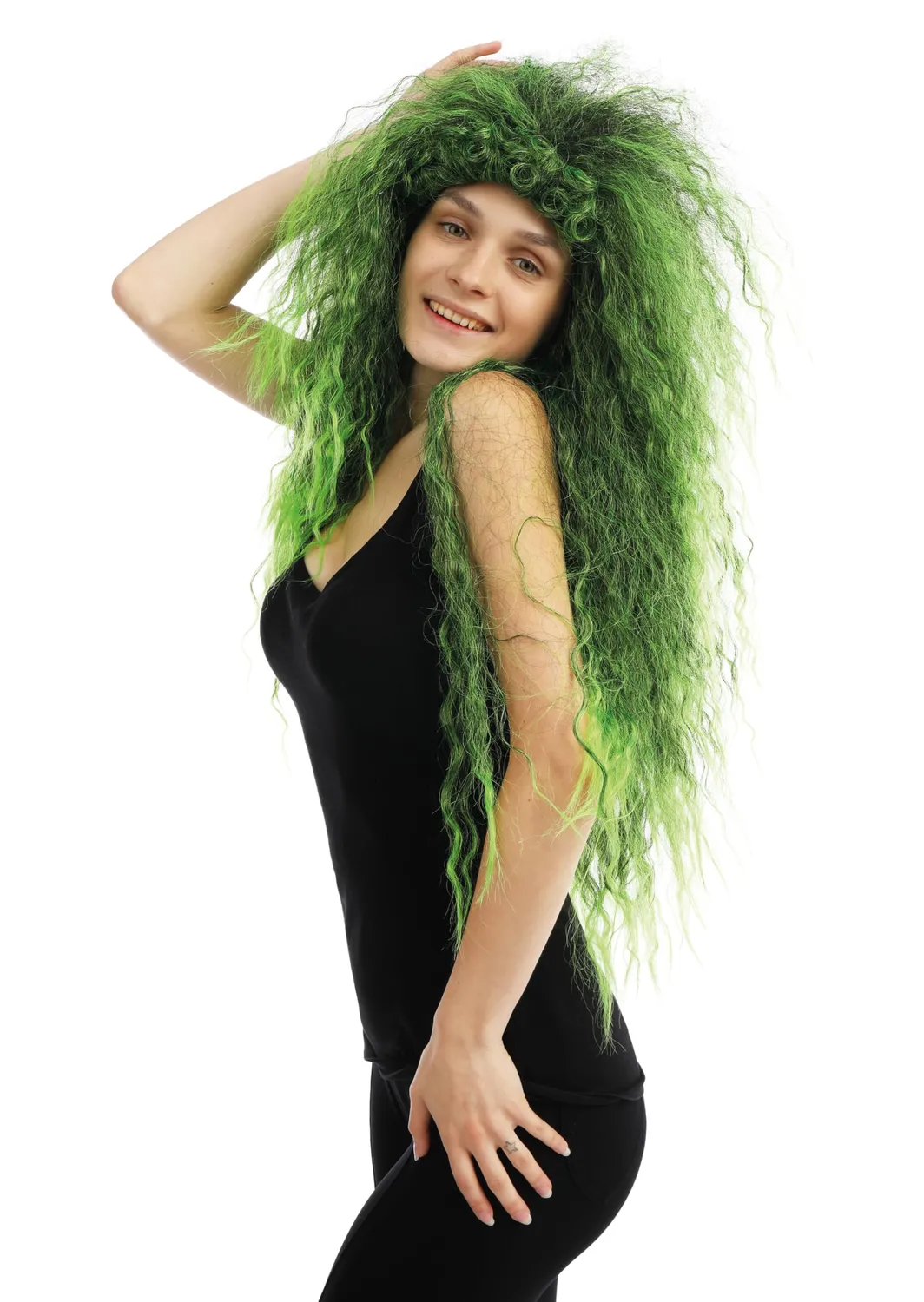 P'tit Clown 23588 parrucca strega verde capelli lunghi