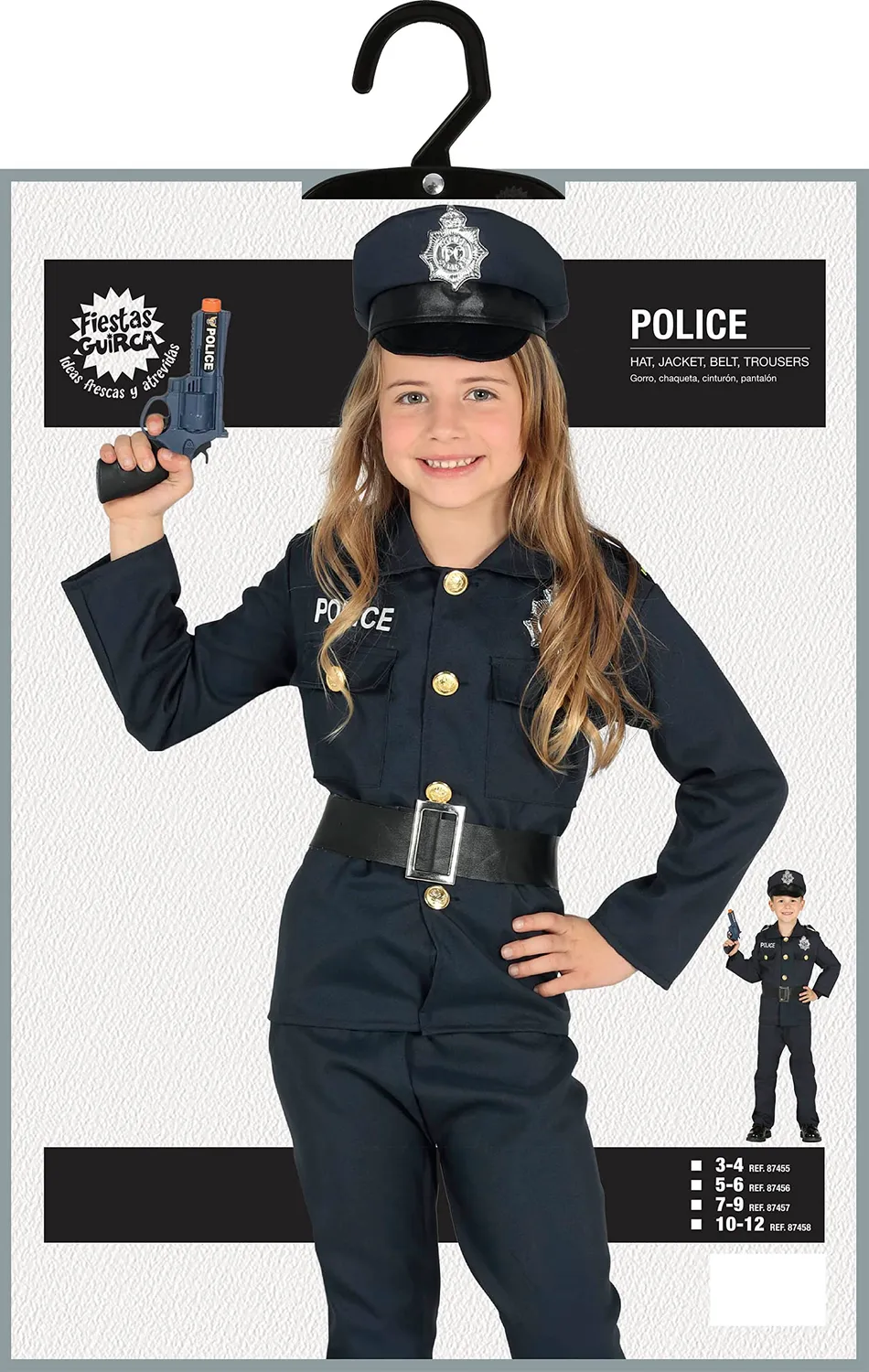 Guirca Costume Poliziotto Bambino Blu 10-12 Anni 151 Cm