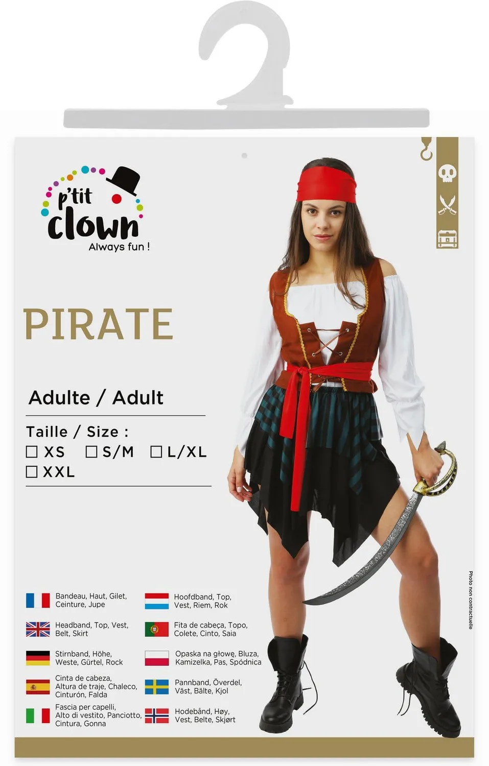 P'tit Clown Costume Pirata Donna L-XL Poliestere 5 Pezzi