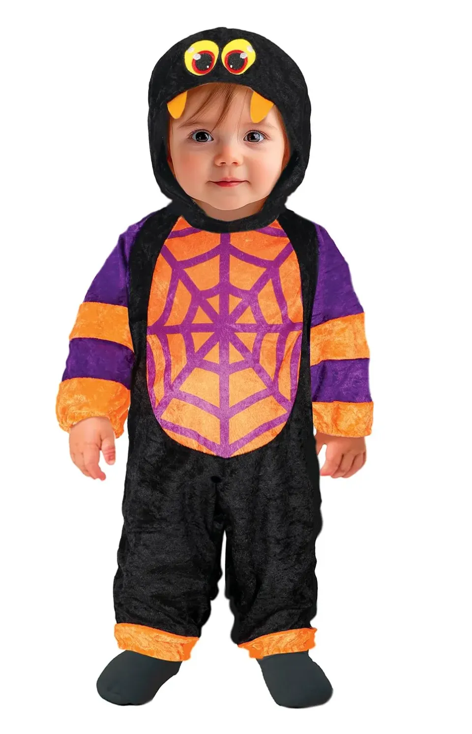 Guirca Costume Ragno Neonato Nero con Cappuccio 12-18 Mesi