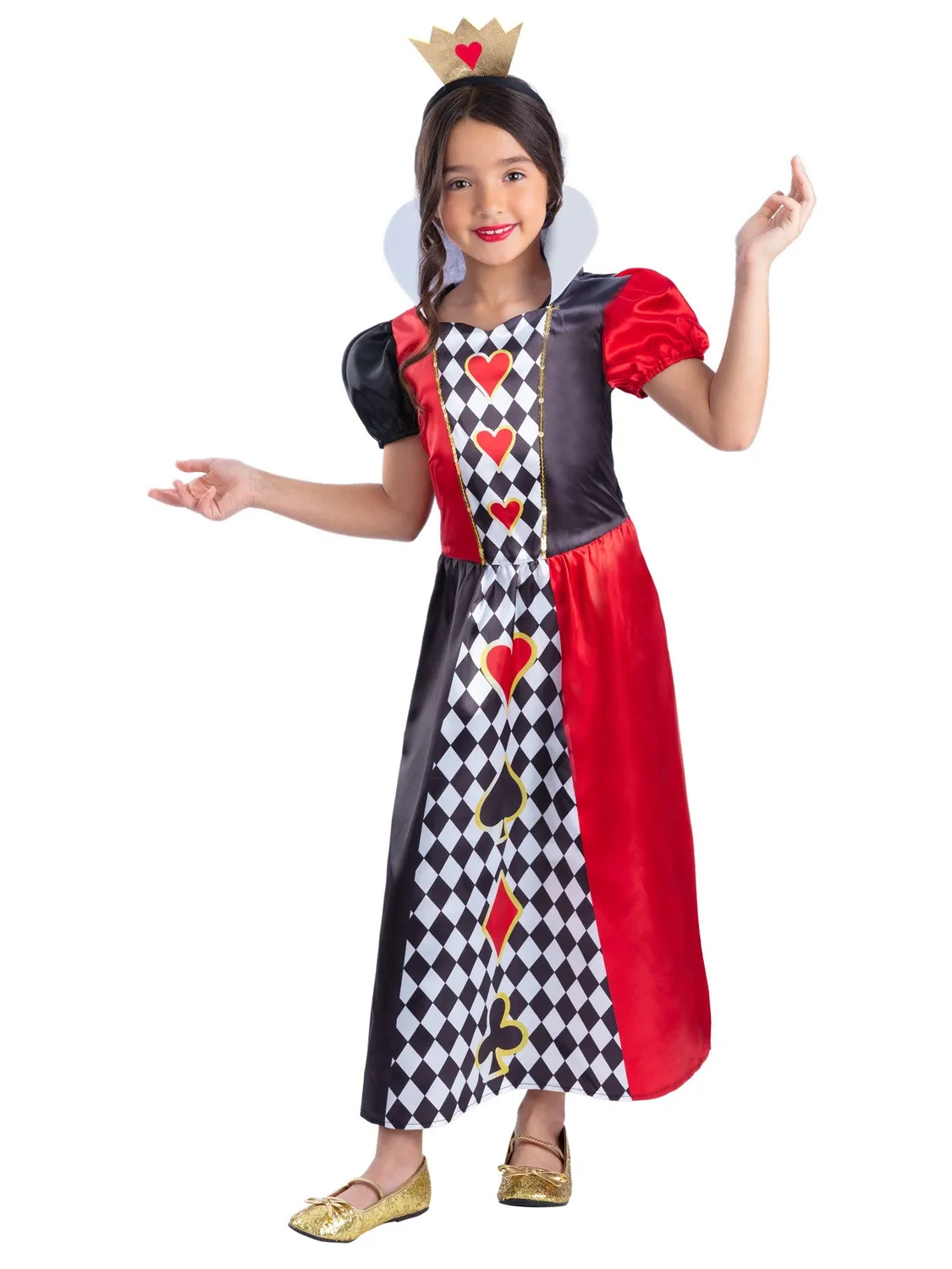 Smiffys Queen of Hearts costume bambina 7-9 anni con coroncina