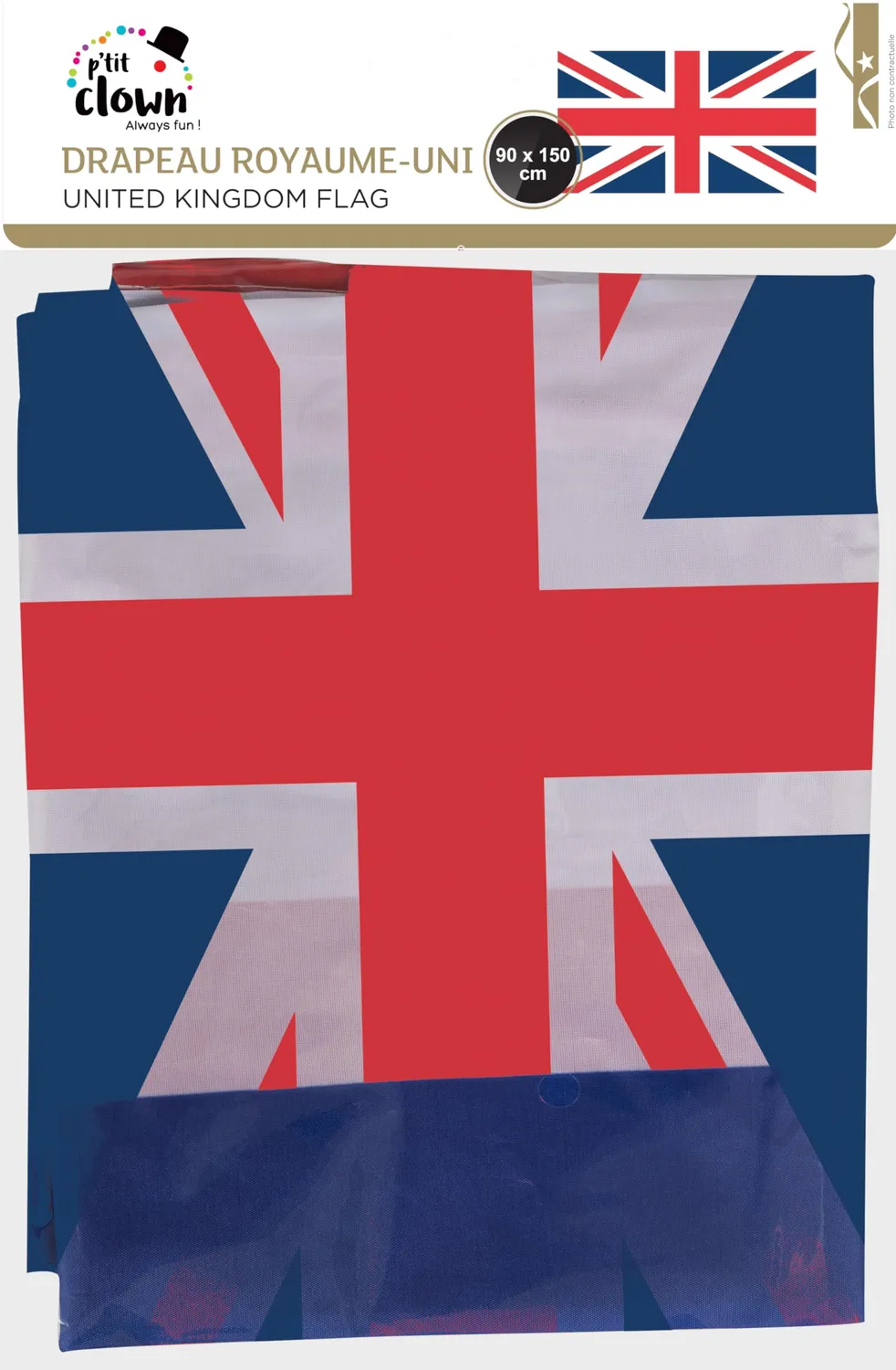 P'tit Clown Bandiera Britannica 30x40 cm con Manico 2 Pezzi