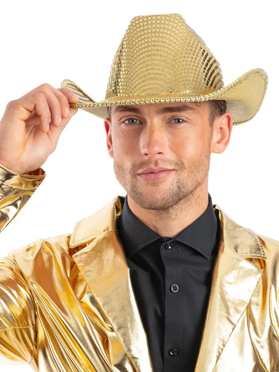 Smiffys Disco Ball cappello cowboy oro specchiato