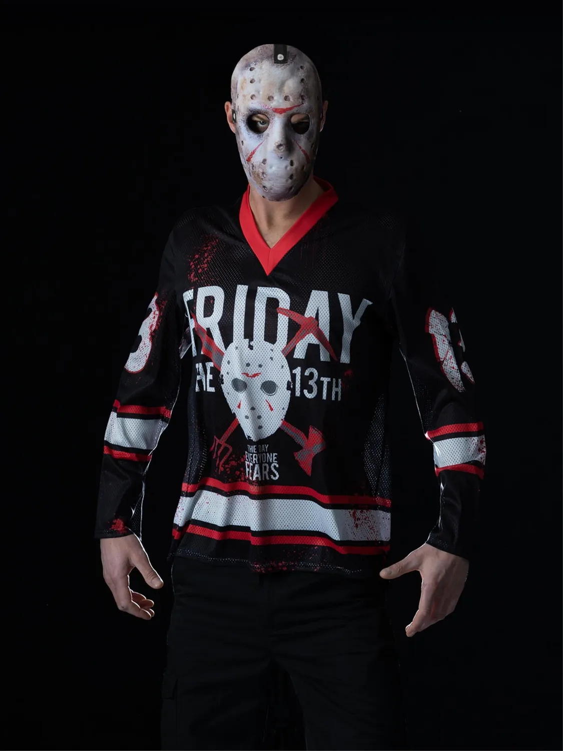 Smiffys Friday the 13th Maglia Hockey Jason Nero Rosso