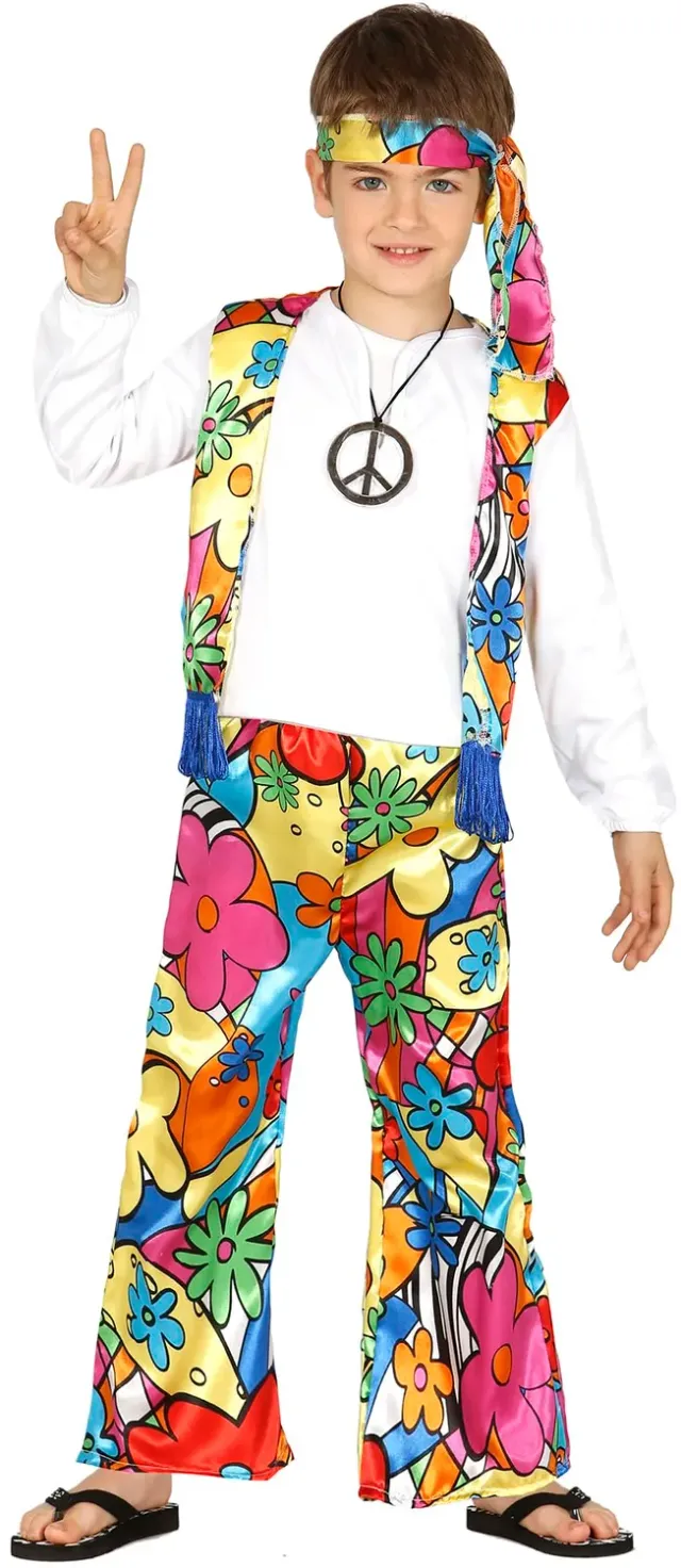 Guirca Costume Hippie Bambino 7-9 Anni Multicolore