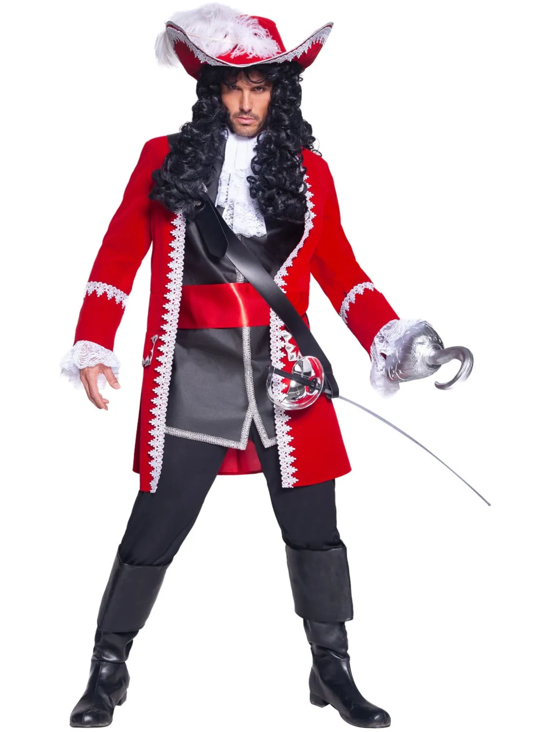 Smiffys Authentic Pirate Captain costume uomo rosso