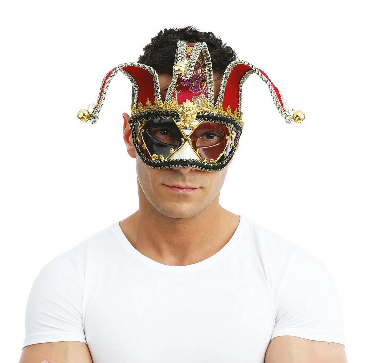 P'tit Clown 23379 maschera veneziana lusso piume glitter