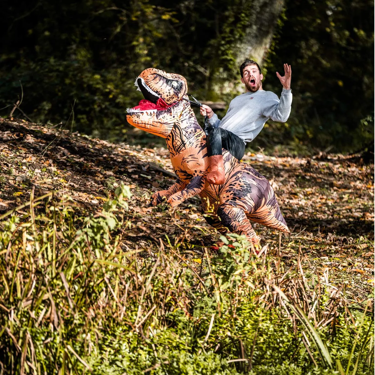 Bodysocks Dinosauro T-Rex Costume Gonfiabile Adulto Cavalcabile