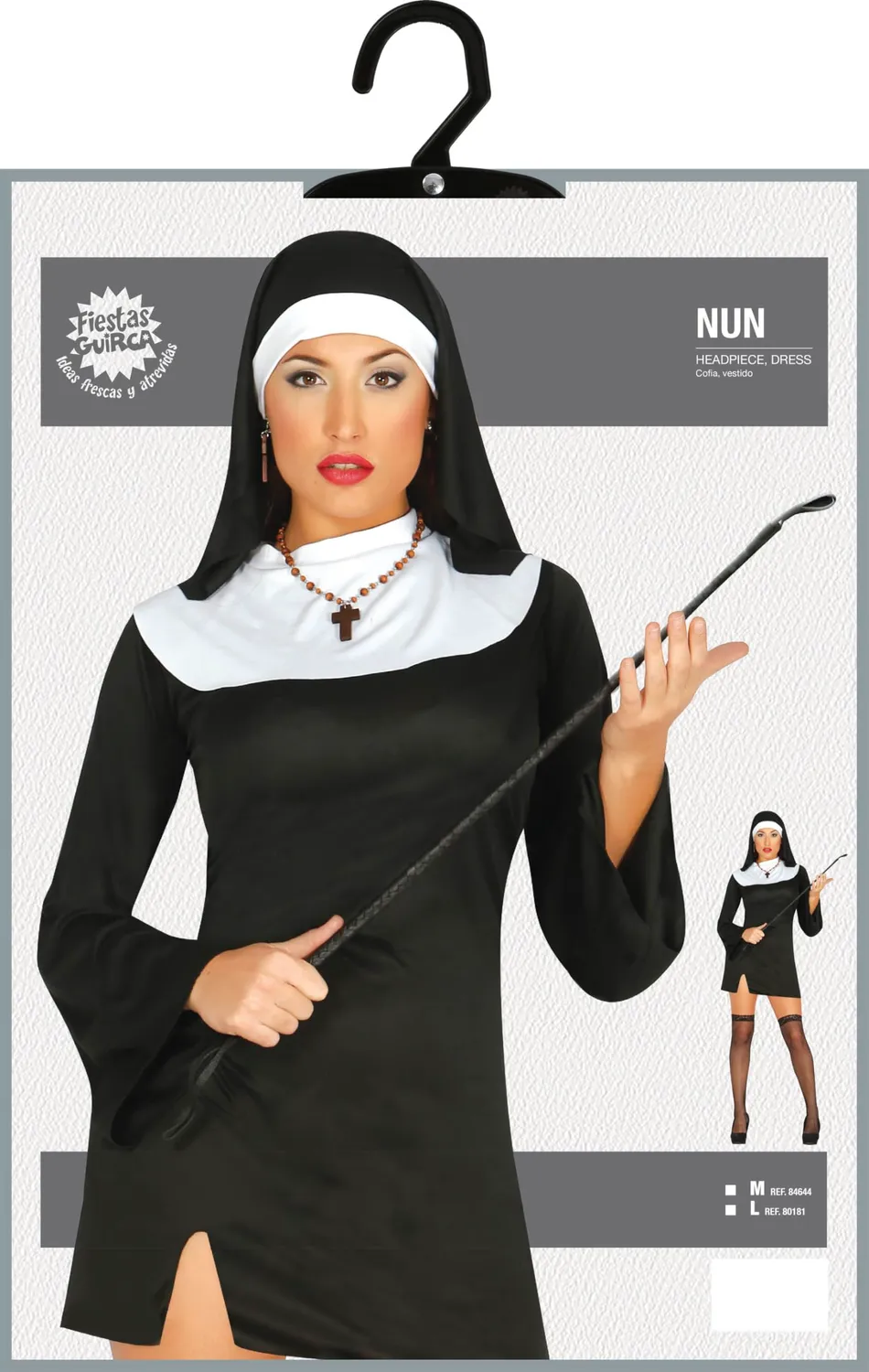 Guirca Suora Felice costume donna M corto con copricapo
