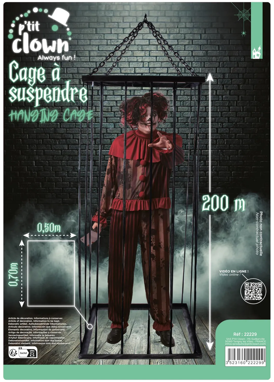 P'tit Clown 22229 Gabbia Appesa Halloween 2 m