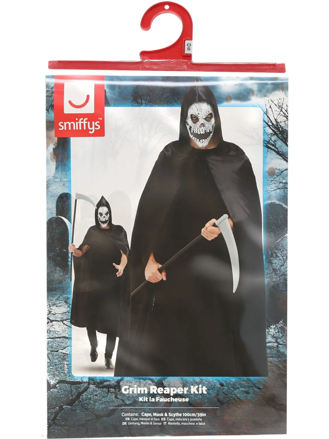 Smiffys Grim Reaper Kit costume nero con mantello maschera