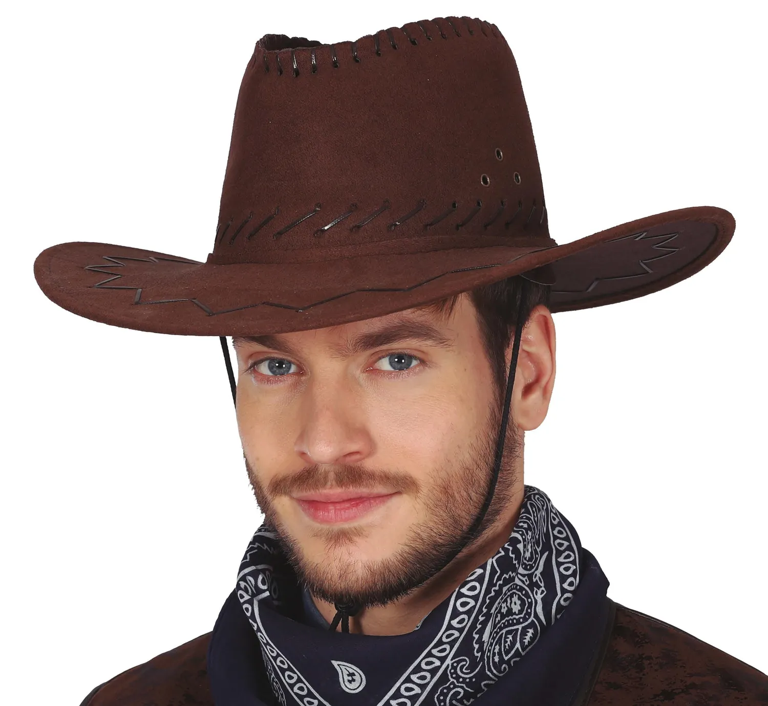 Guirca Cowboy Cappello Simil-Pelle Nero Adulti Unisex