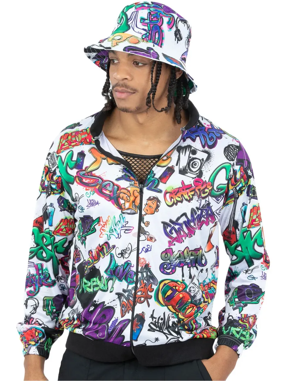 Smiffys Hip Hop giacca graffiti Medium 38-40 multicolore