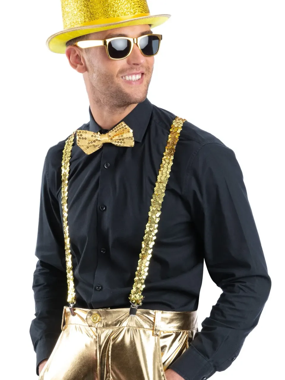 Smiffys Metallic Gold Sequin Party Set oro accessori festa