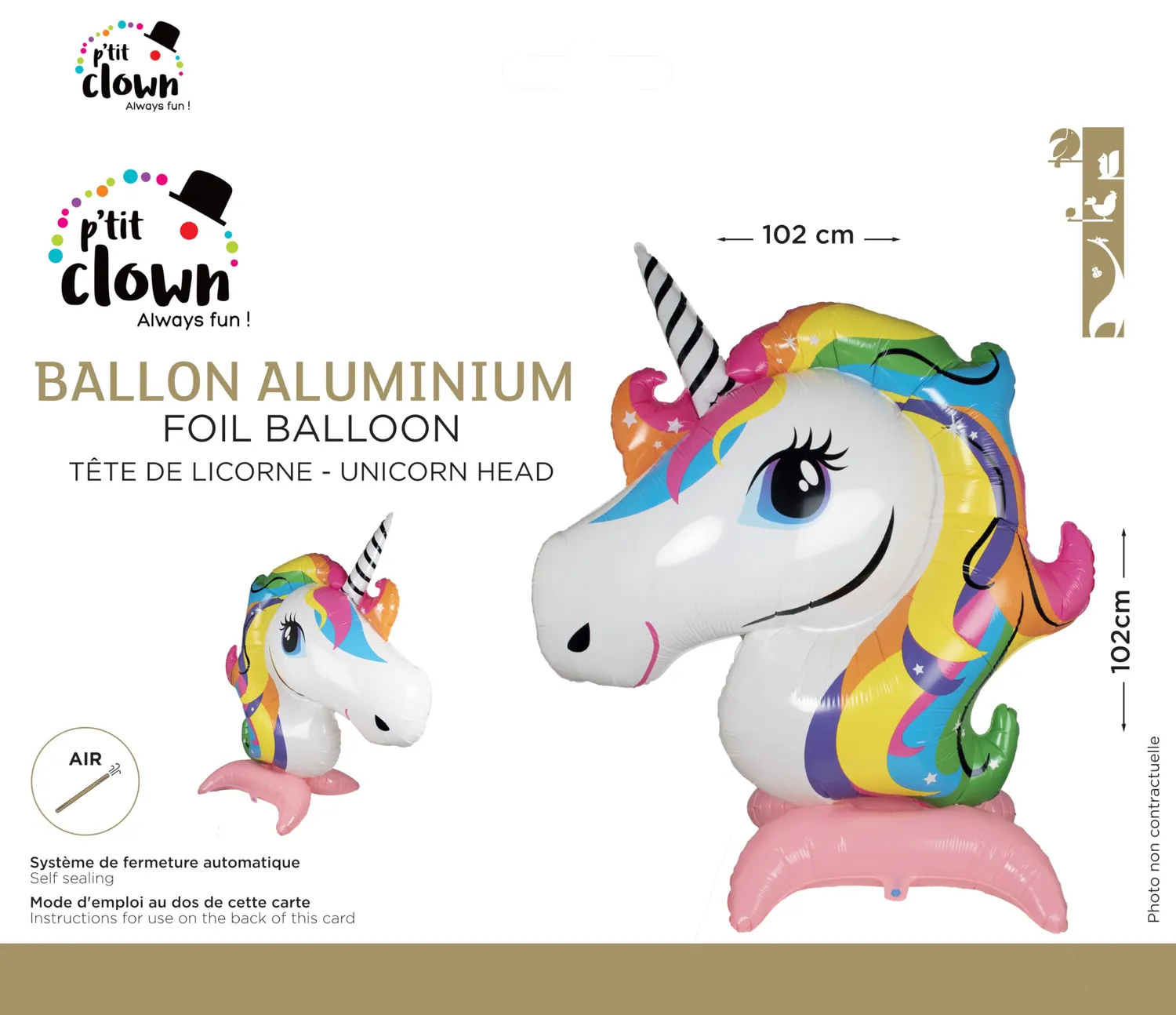 P'tit Clown Unicorno Palloncino Gigante da Appoggio Testa