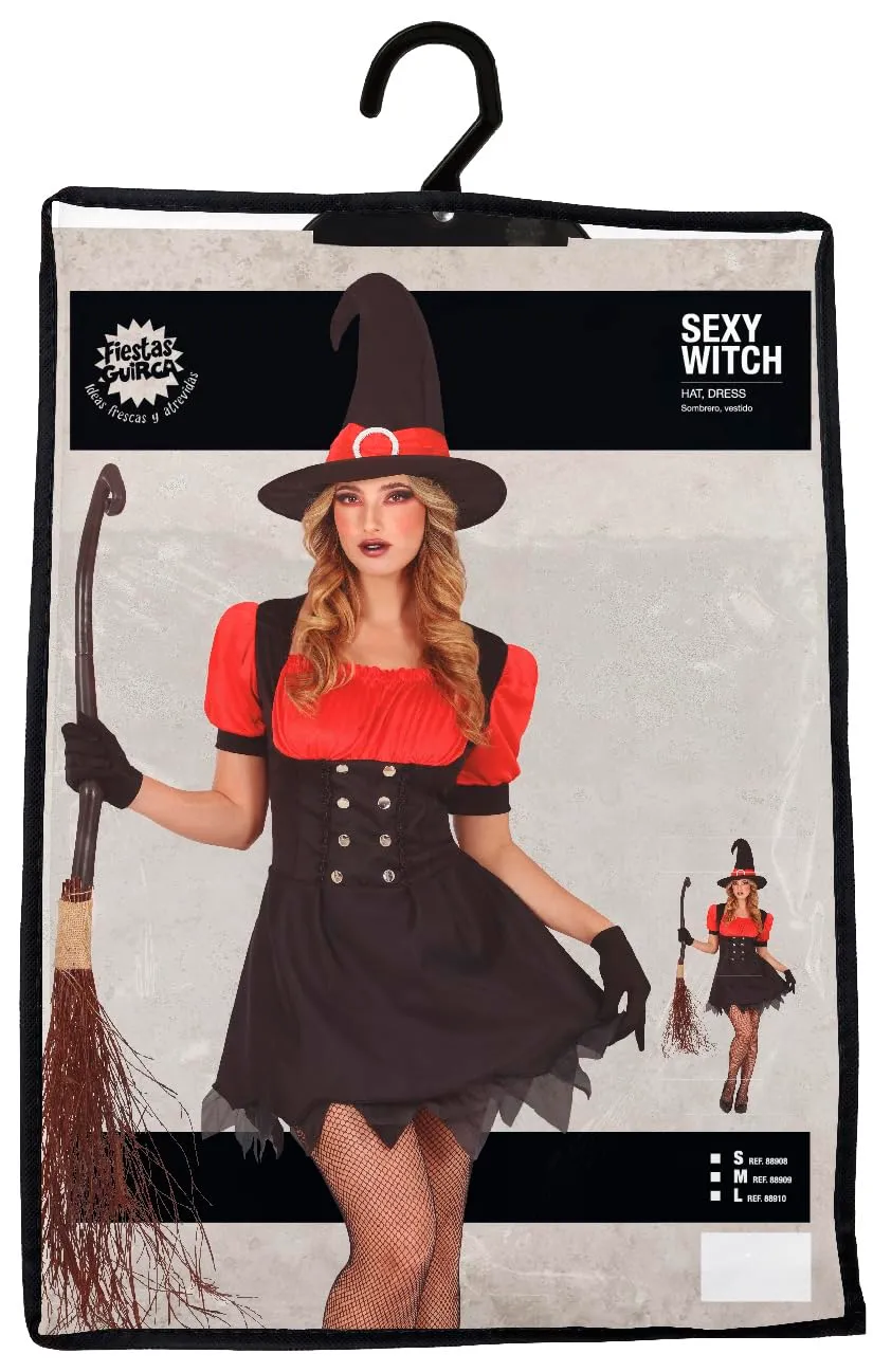 Fiestas Guirca Strega Sexy costume donna rosso nero taglia S
