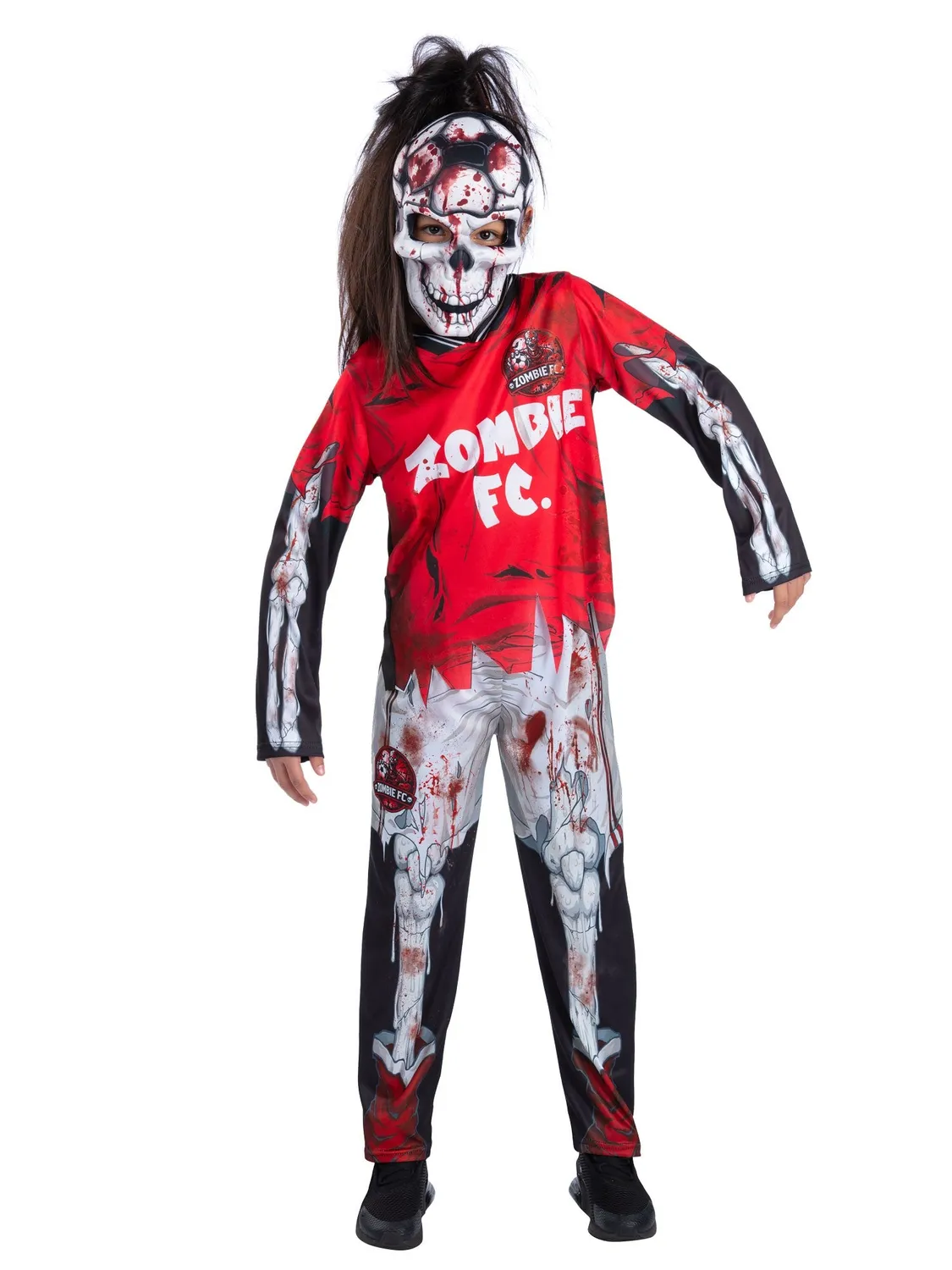 Smiffys Zombie FC Footballer Skeleton costume rosso 10-12 anni