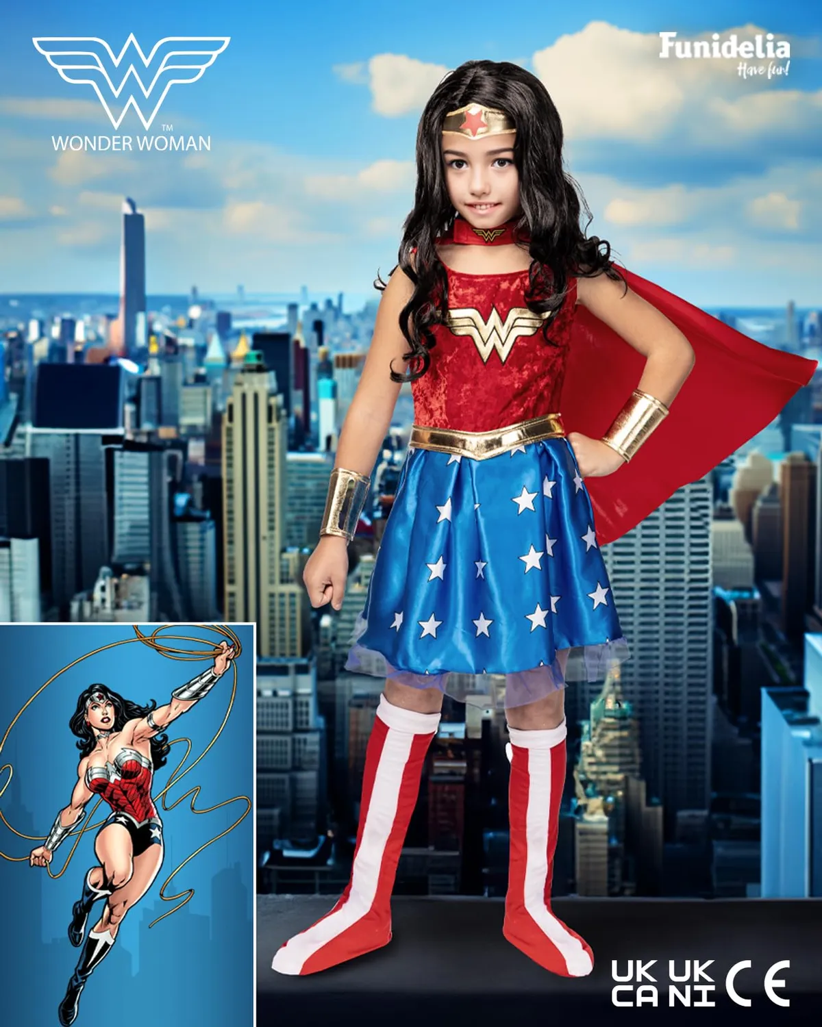 Funidelia costume Wonder Woman bambina 3-4 anni ufficiale