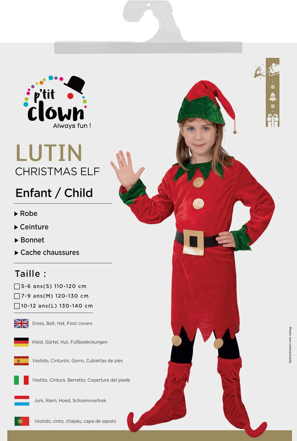 P'tit Clown Folletto costume bambino 140 cm 10/12 anni