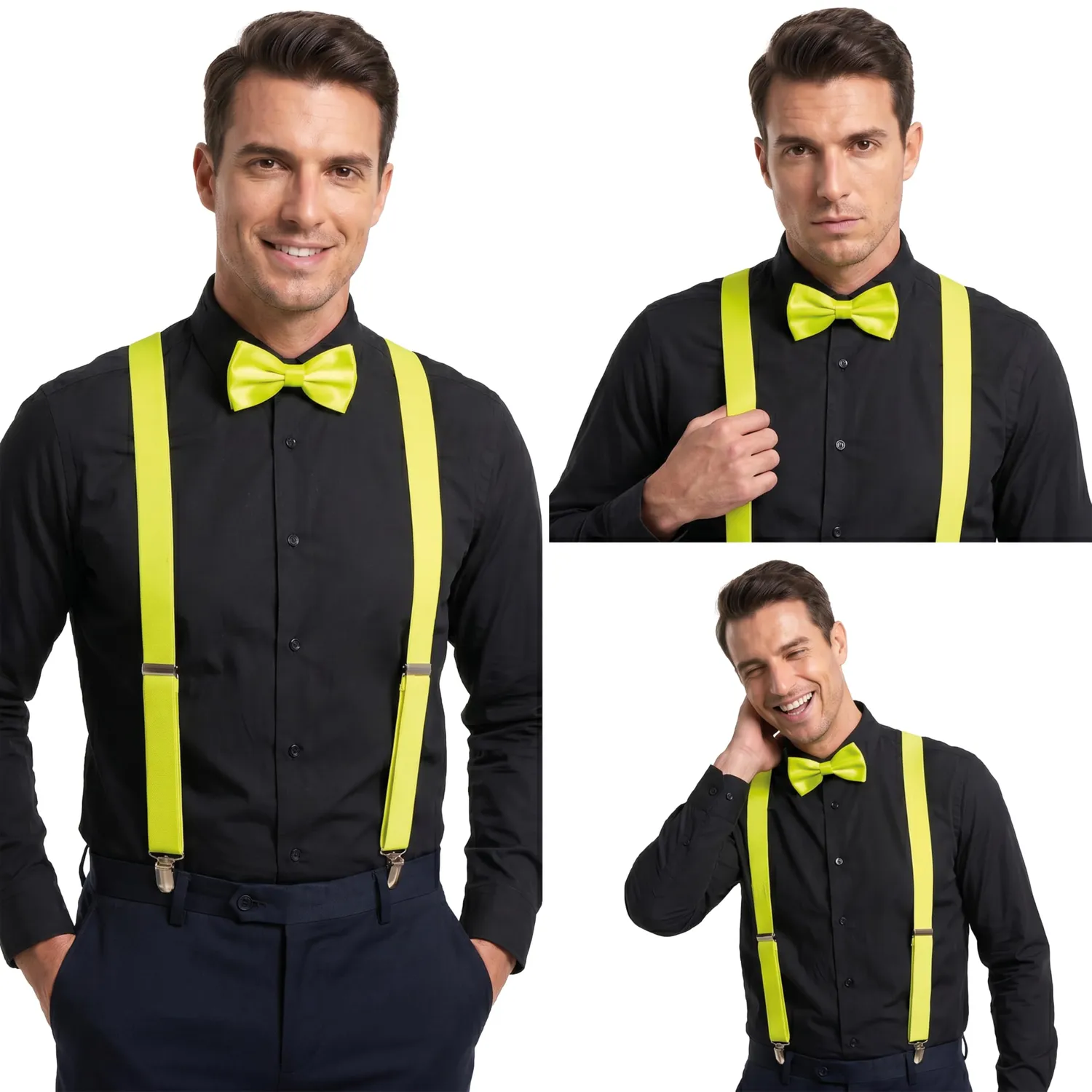 P'tit Clown 11896 papillon tessuto giallo fluo