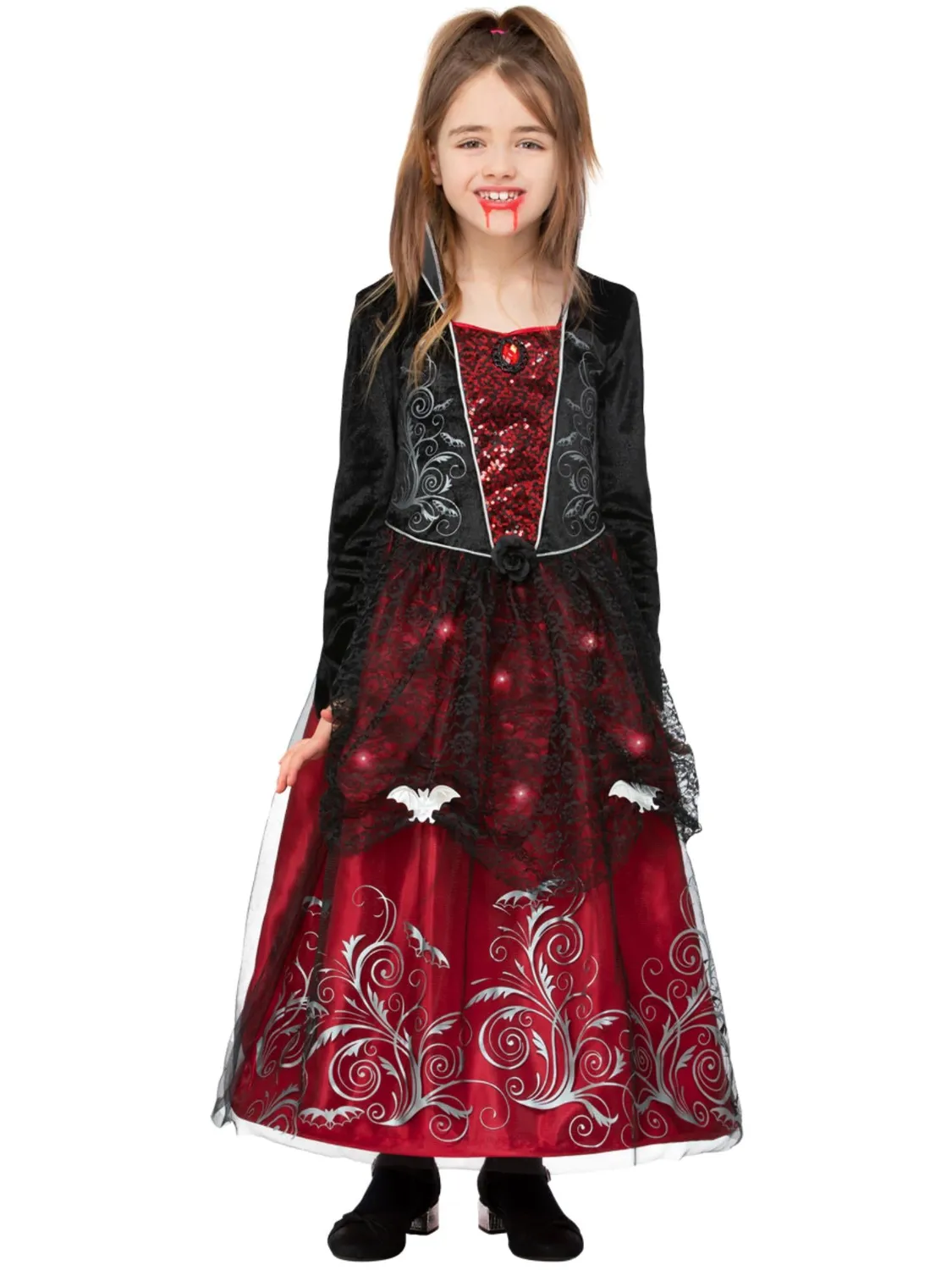 Smiffys Deluxe Vampiress costume bambina luminoso 4-9 anni