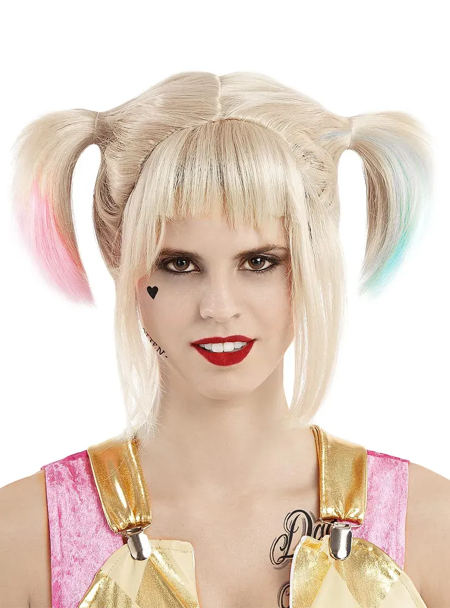 Funidelia Harley Quinn Birds of Prey parrucca donna bicolore