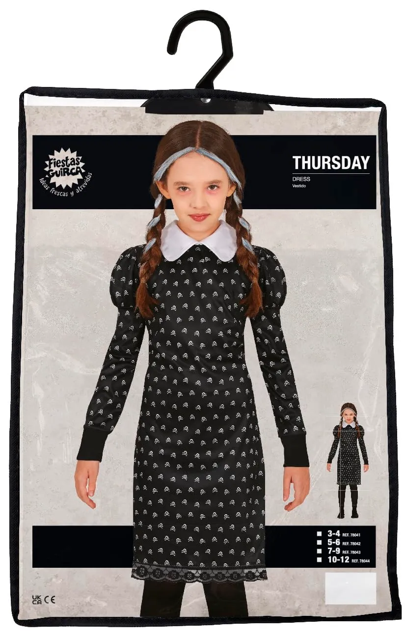 Guirca Gothic Girl Costume Bambina 7-9 Anni Nero