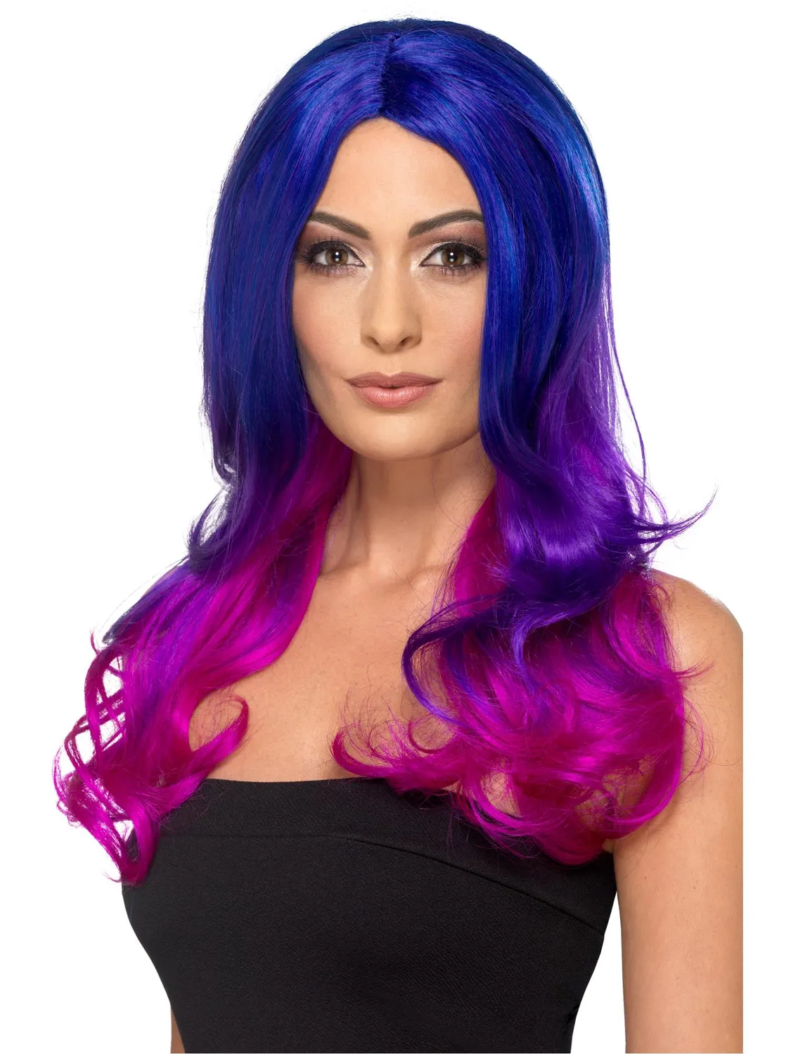 Smiffys Fashion Ombre parrucca lunga grigio lilla