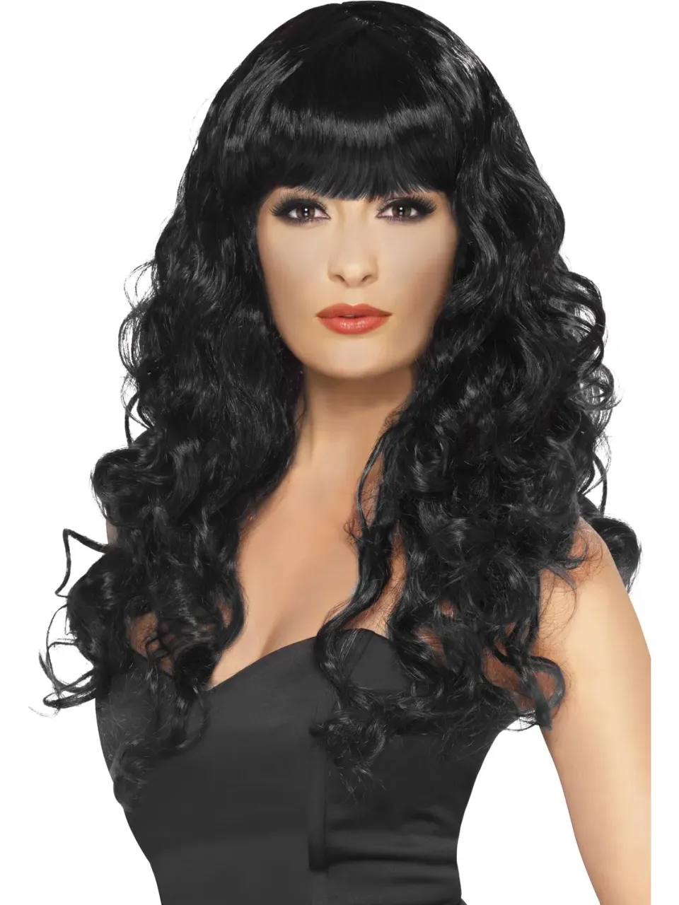 Smiffys Siren parrucca riccia viola lunga frangia donna