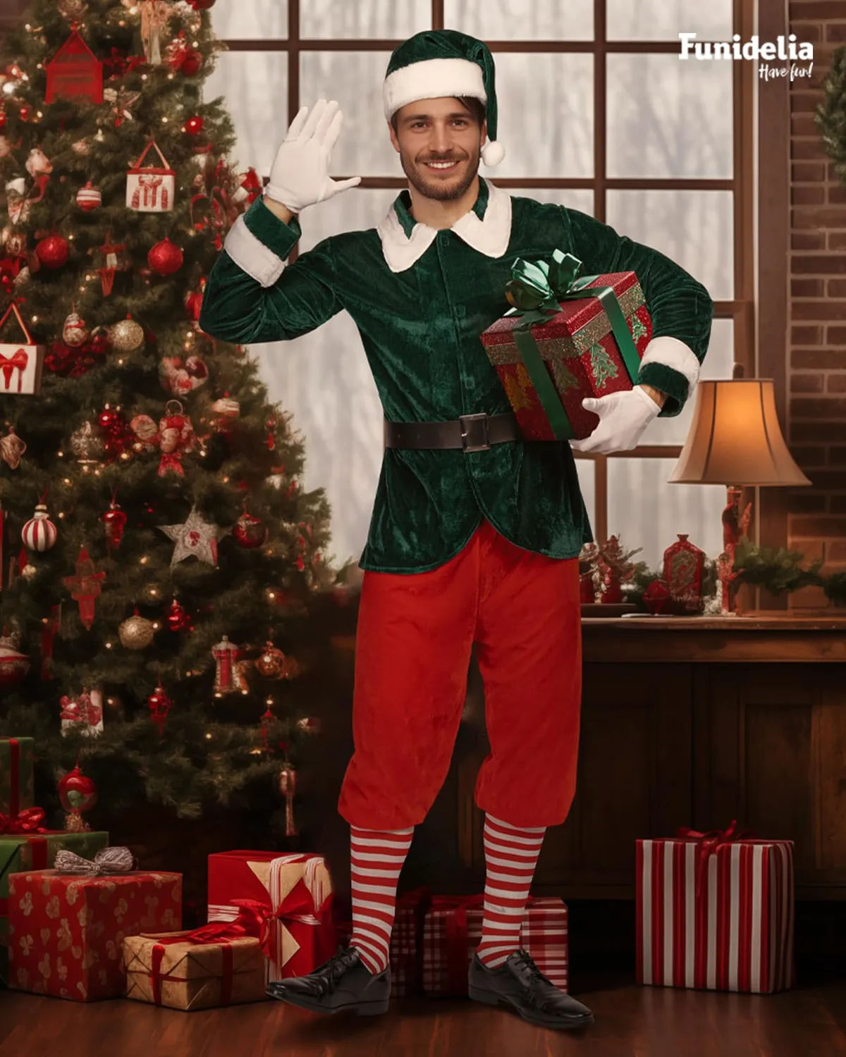 Funidelia costume elfo deluxe uomo M verde Natale