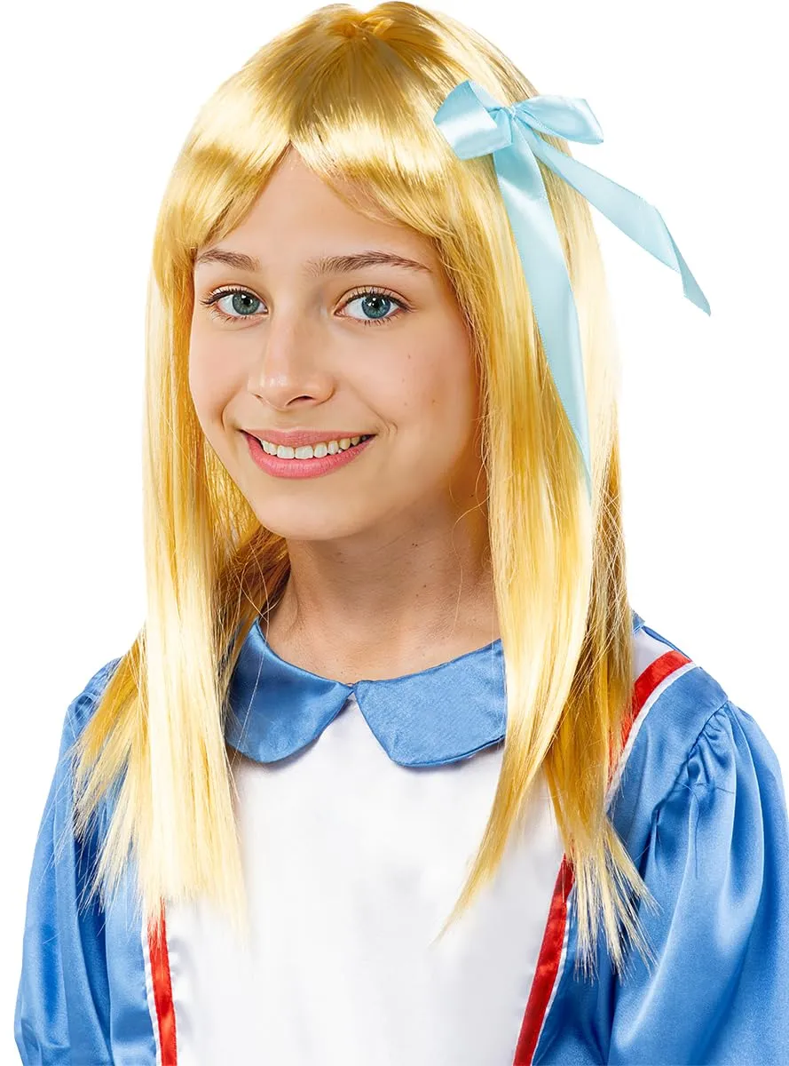 Funidelia Alice parrucca bambina bionda con nastro
