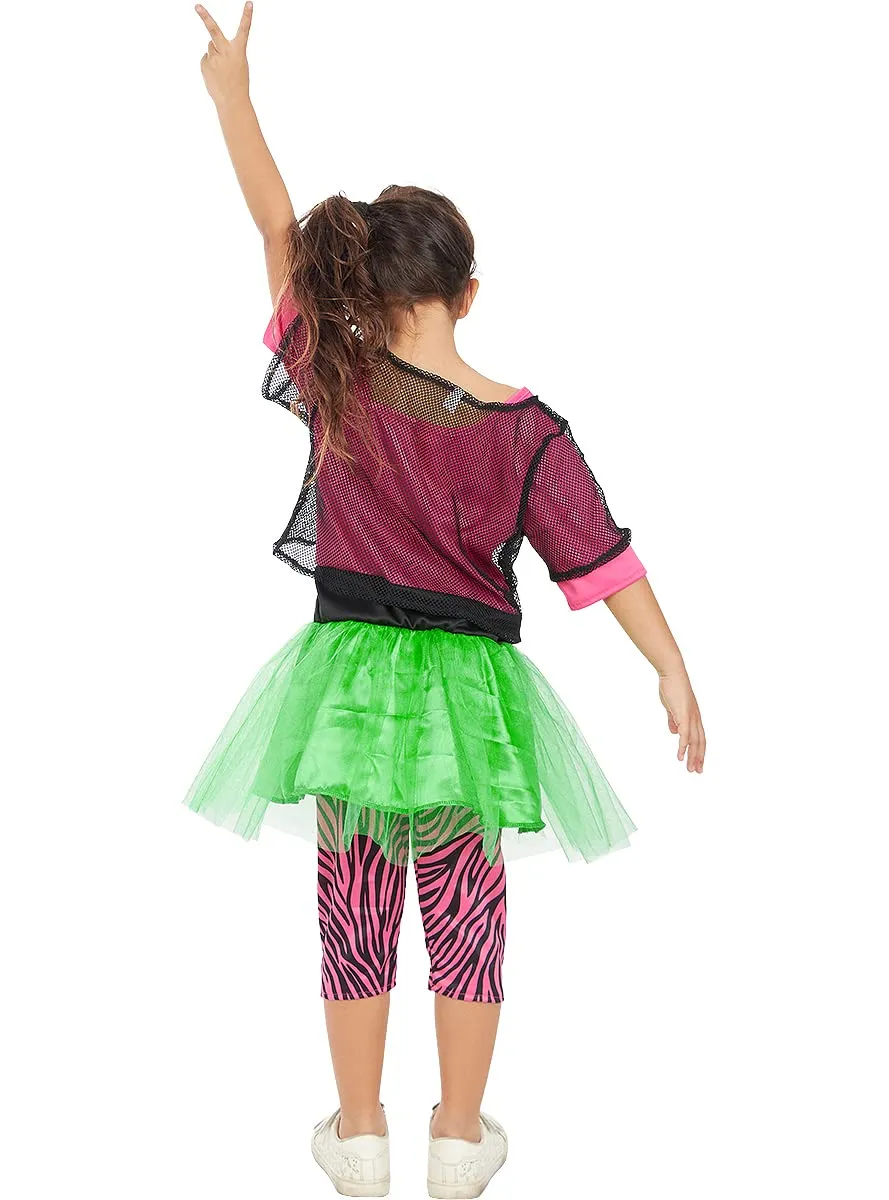 Funidelia Rock Star costume bambina rosa anni 80