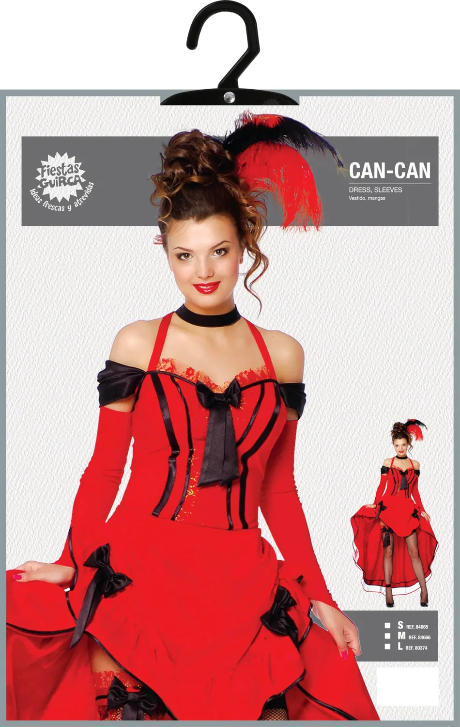 Guirca Can-Can Cowgirl costume donna L rosso e nero