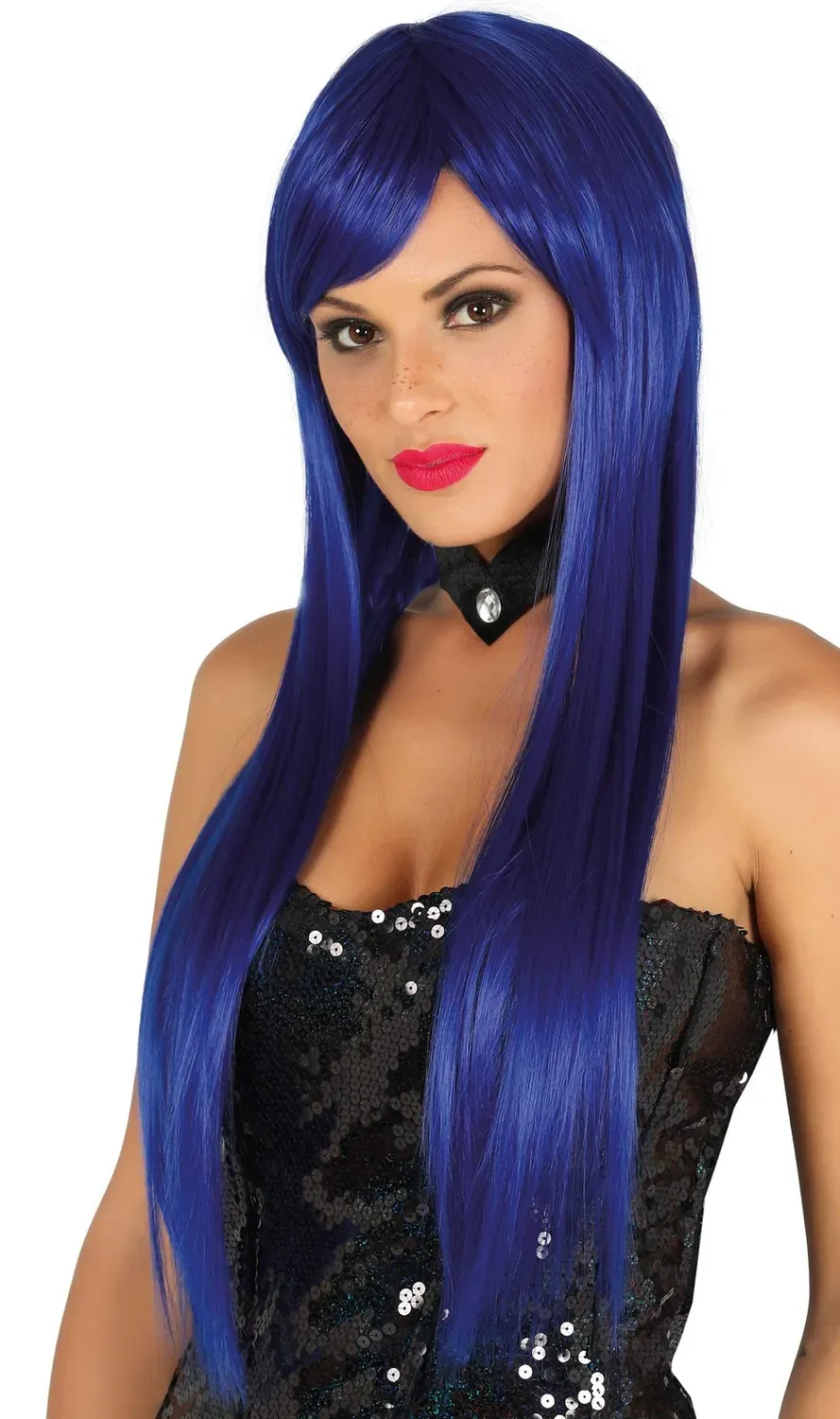 Guirca Lusso parrucca blu donna liscia extra lunga