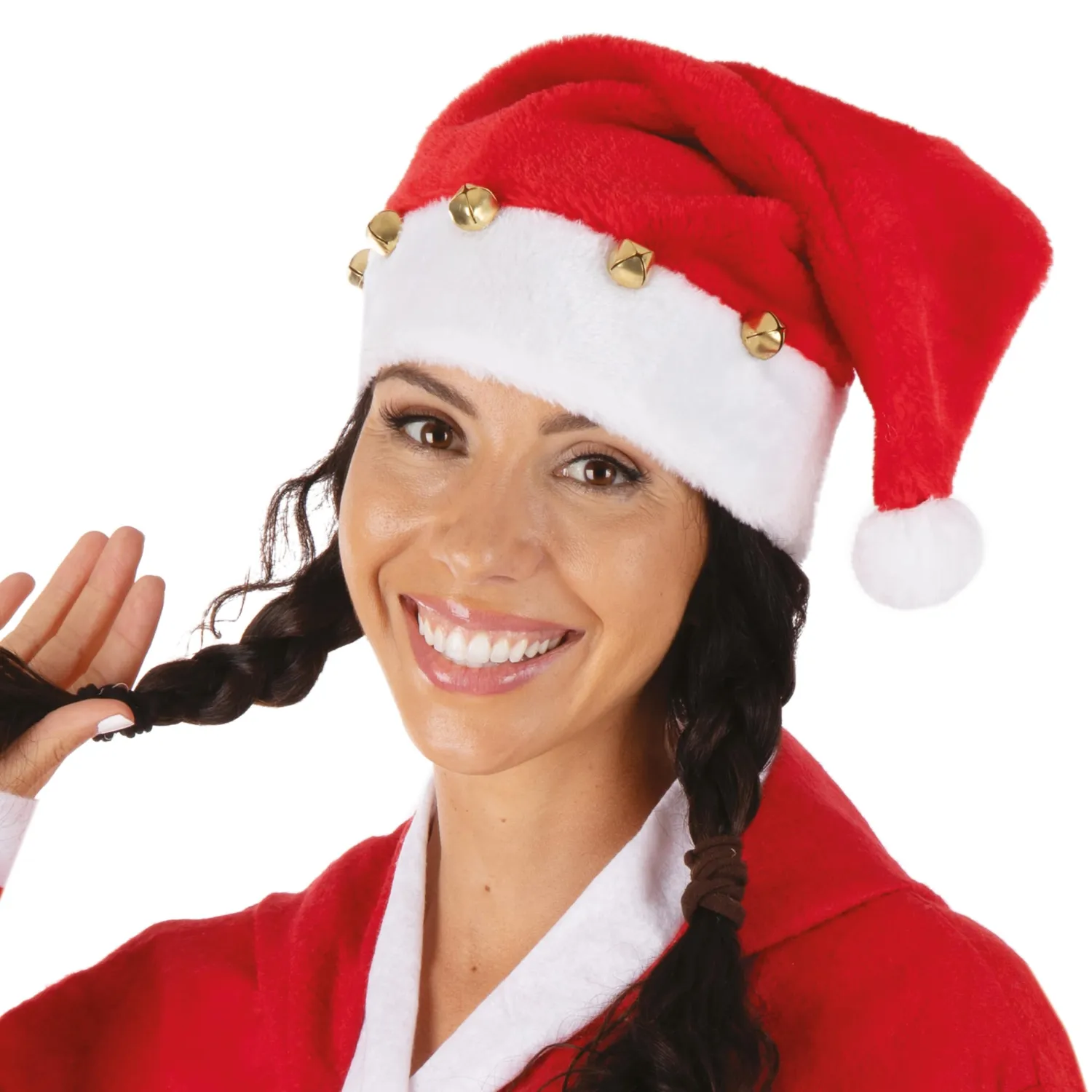 P'tit Clown cappello Babbo Natale poliestere rosso con sonagli