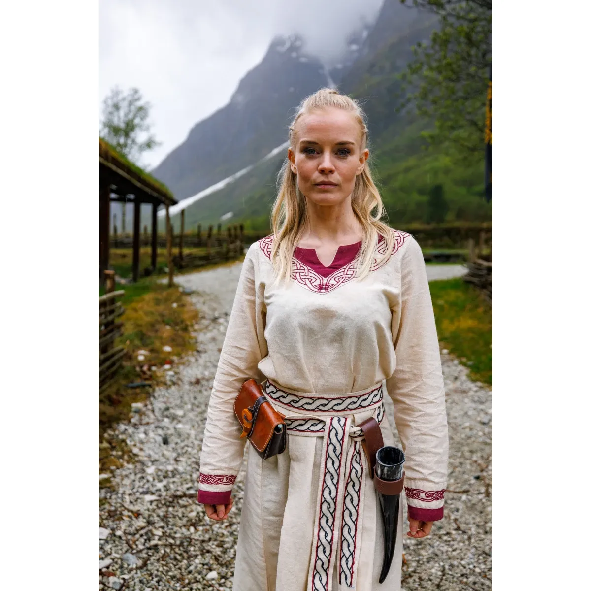 La Bottega di Merlino Lagertha Abito Cotone Naturale Rosso