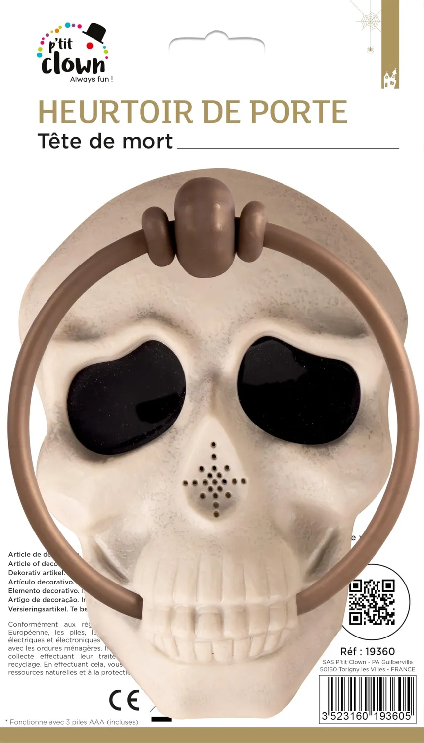 P'tit Clown 19360 Campanello Teschio Halloween Sonoro Luminoso