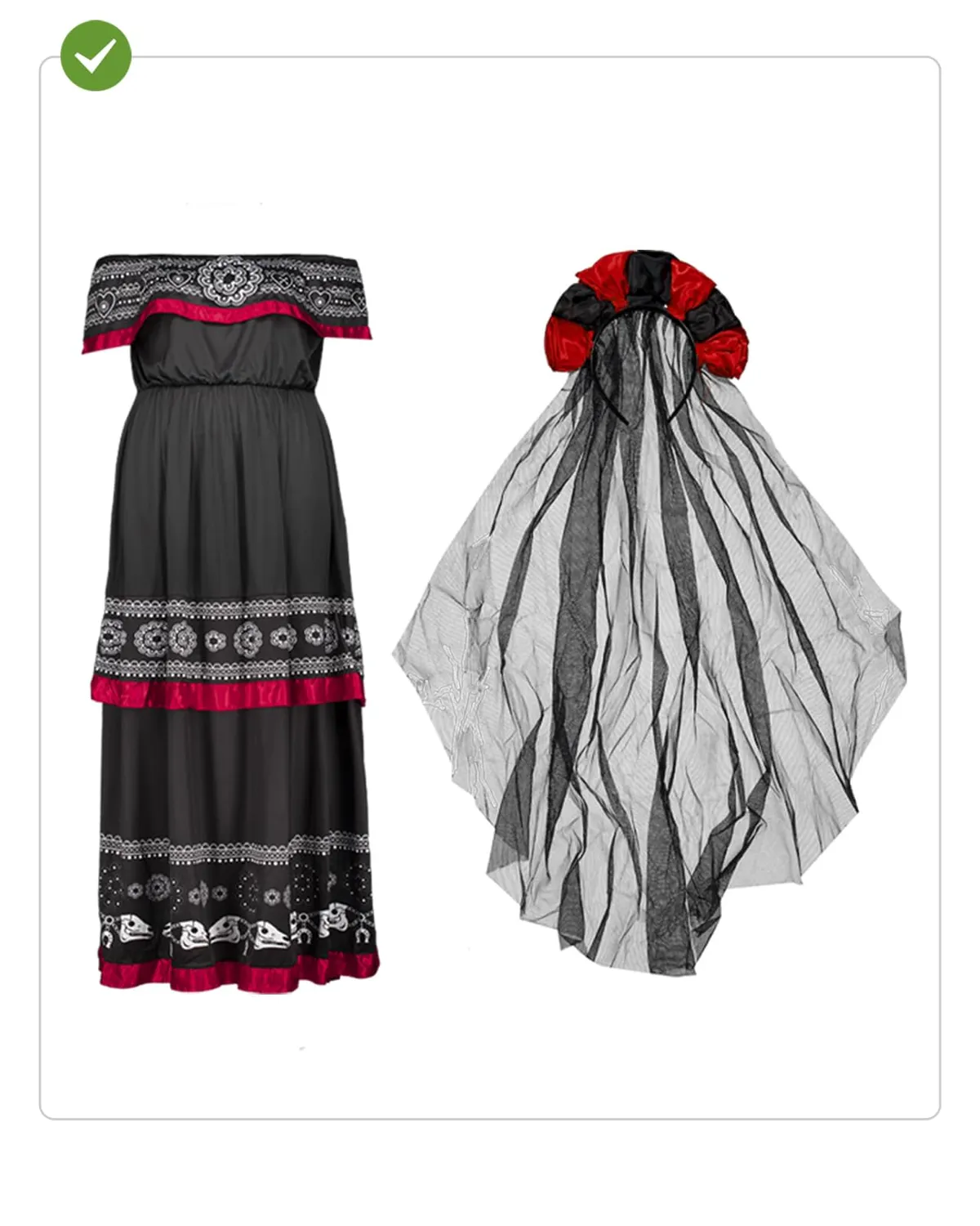 Funidelia Costume Catrina Donna M con Velo Fiori
