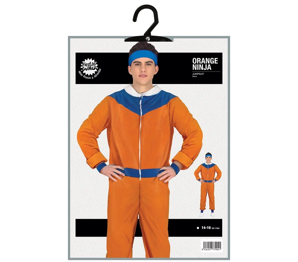 Guirca Costume Ninja Bambino 14-16 Anni Arancione Blu