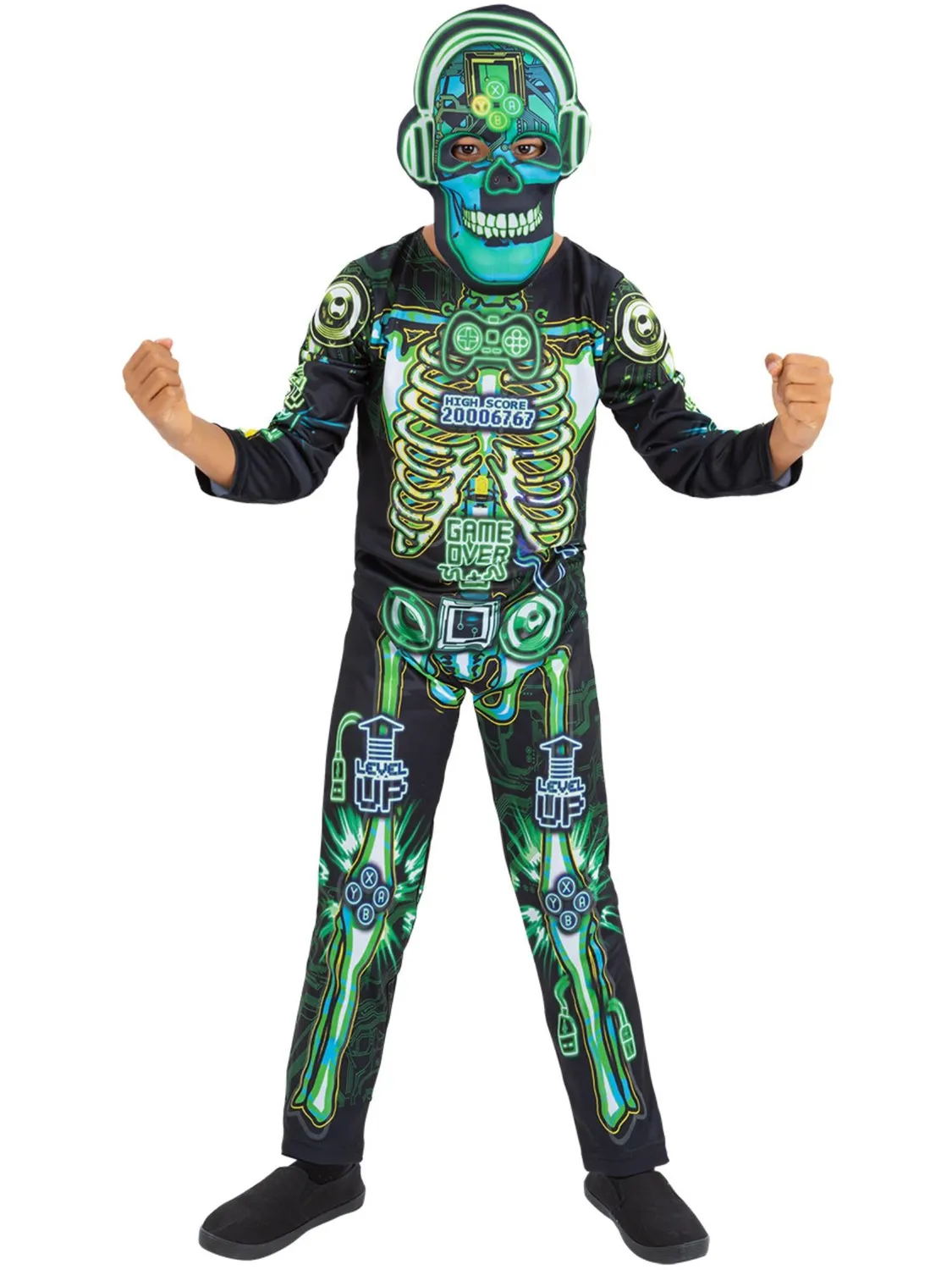 Smiffys Skeleton Gamer costume bambino M fosforescente
