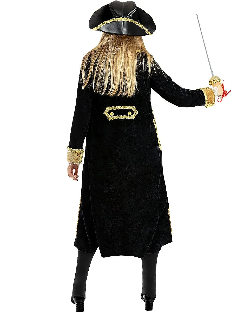 Funidelia Pirata Deluxe costume donna M nero Carnevale