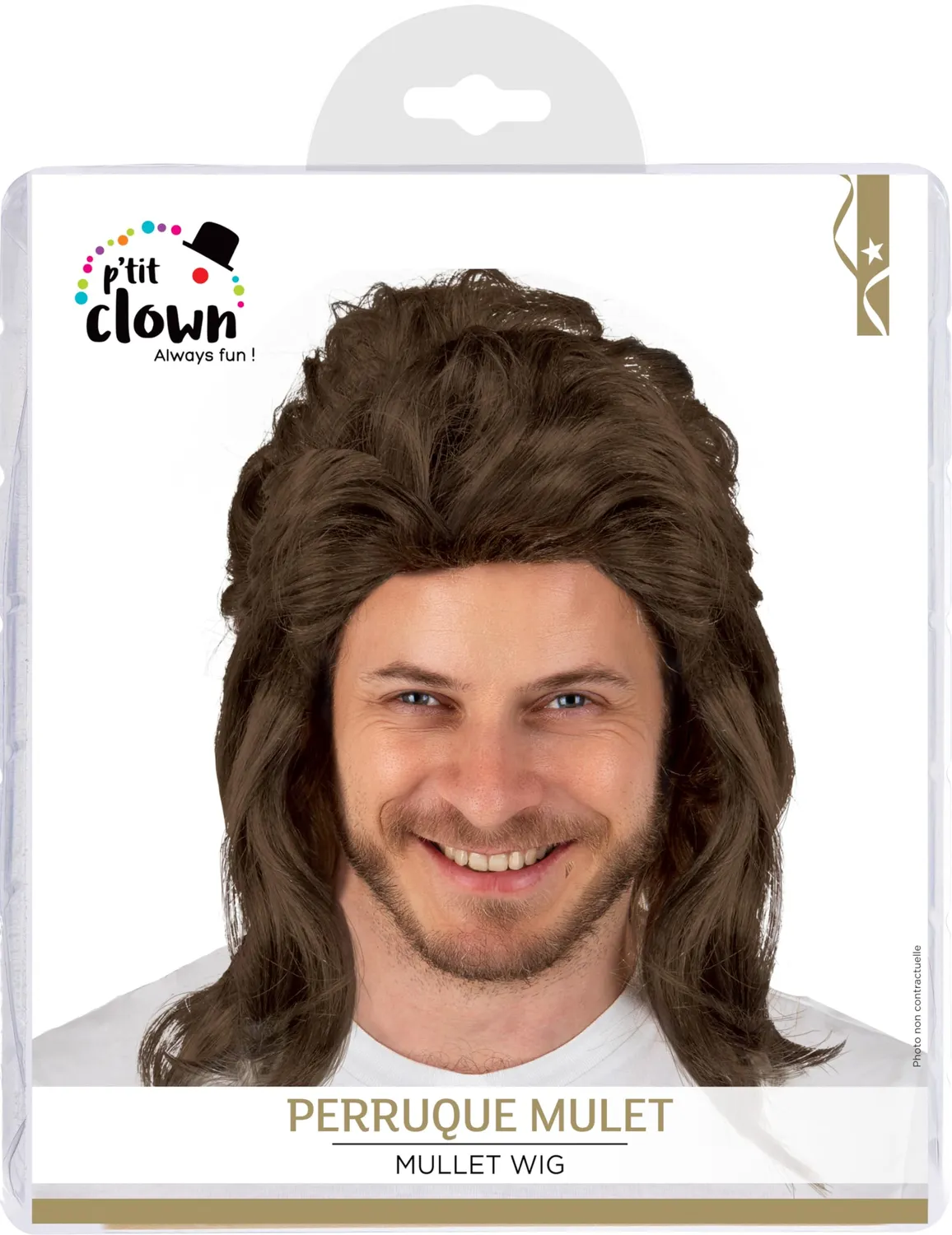 P'tit Clown Parrucca Mulet Uomo Marrone Carnevale