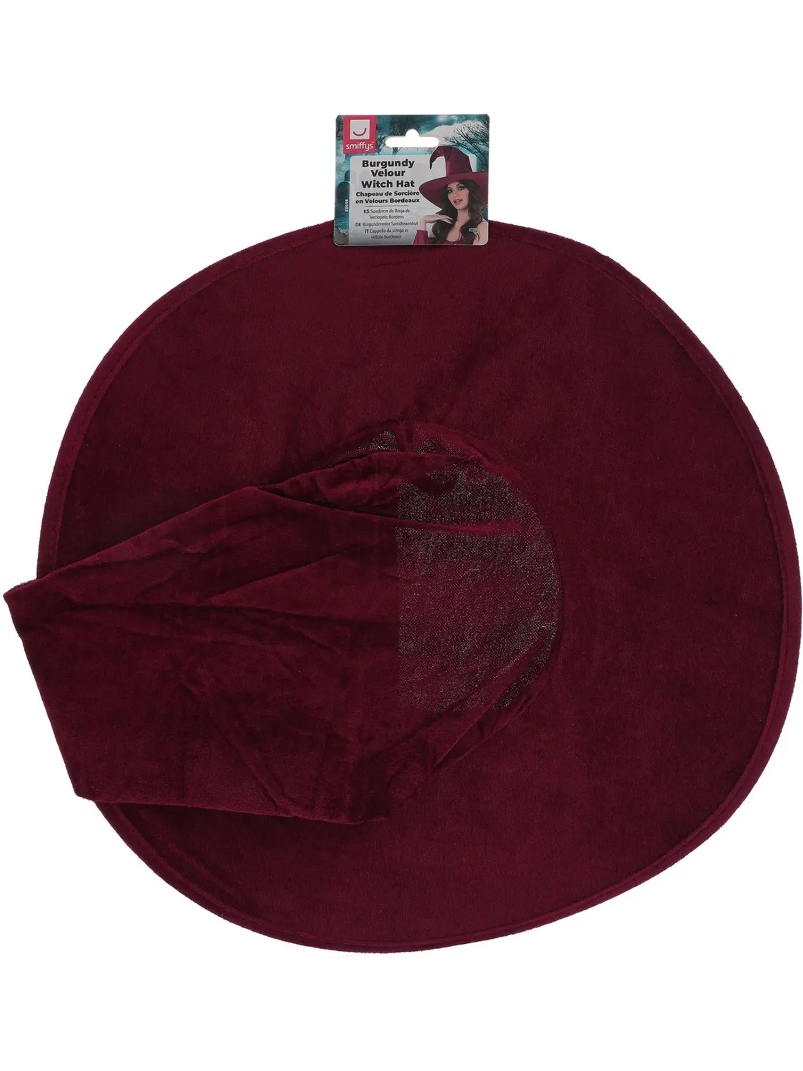 Smiffys Burgundy Velour cappello strega bordeaux velluto adulto